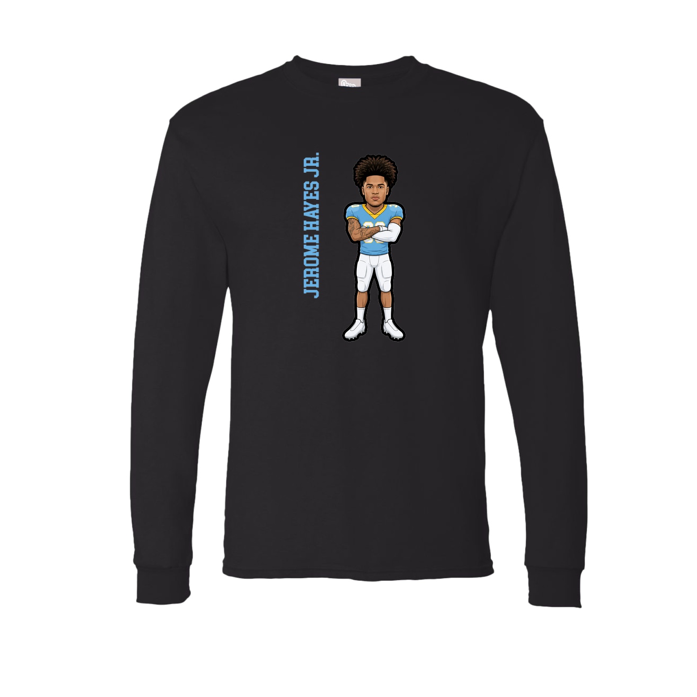 Long Sleeve Tee — Name Vertical in Black
