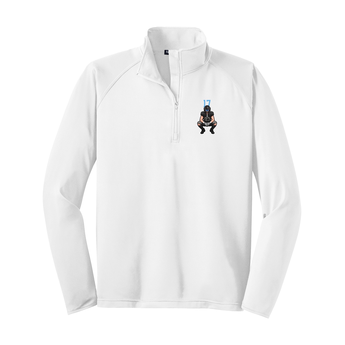 Q-Zip Pullover — Number Top in White