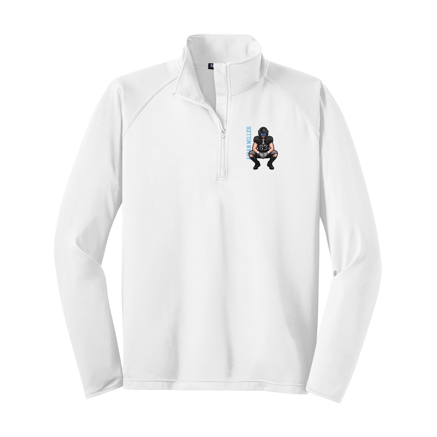 Q-Zip Pullover — Name Vertical in White
