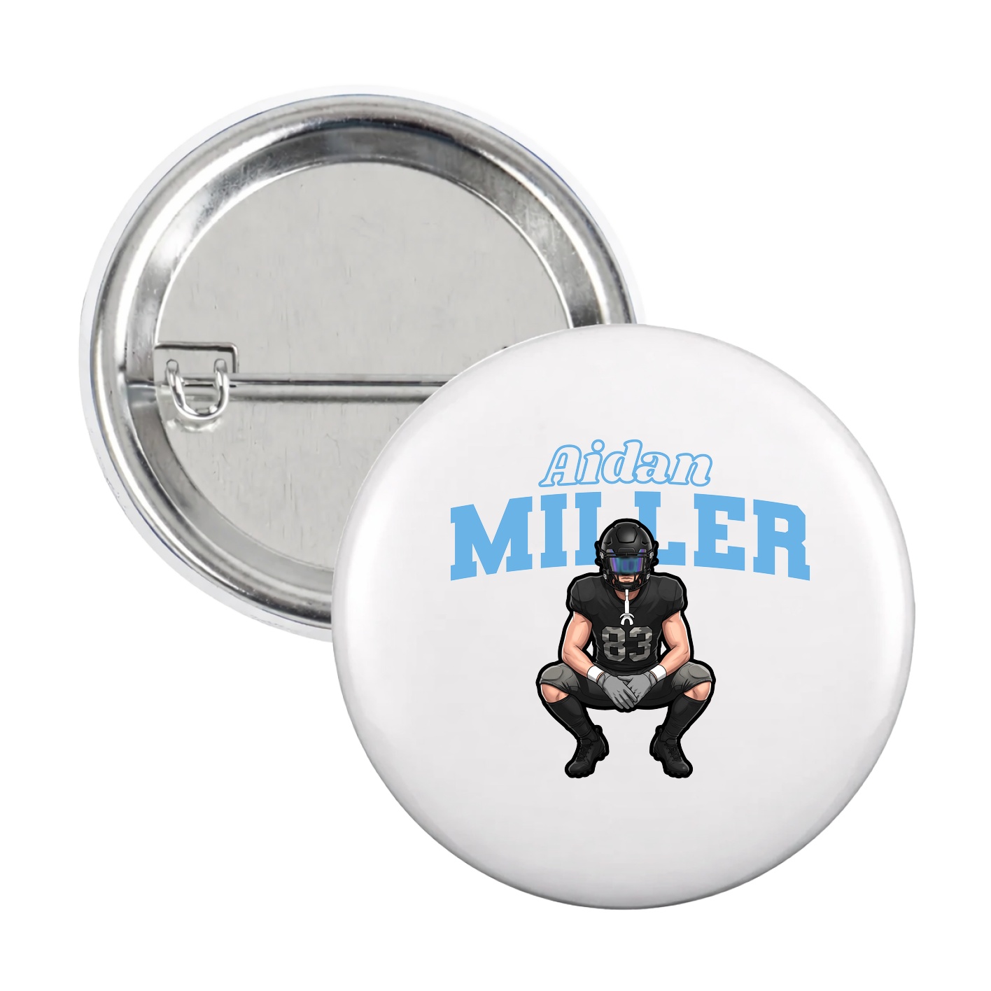 Game Day Button — Name Arch in White