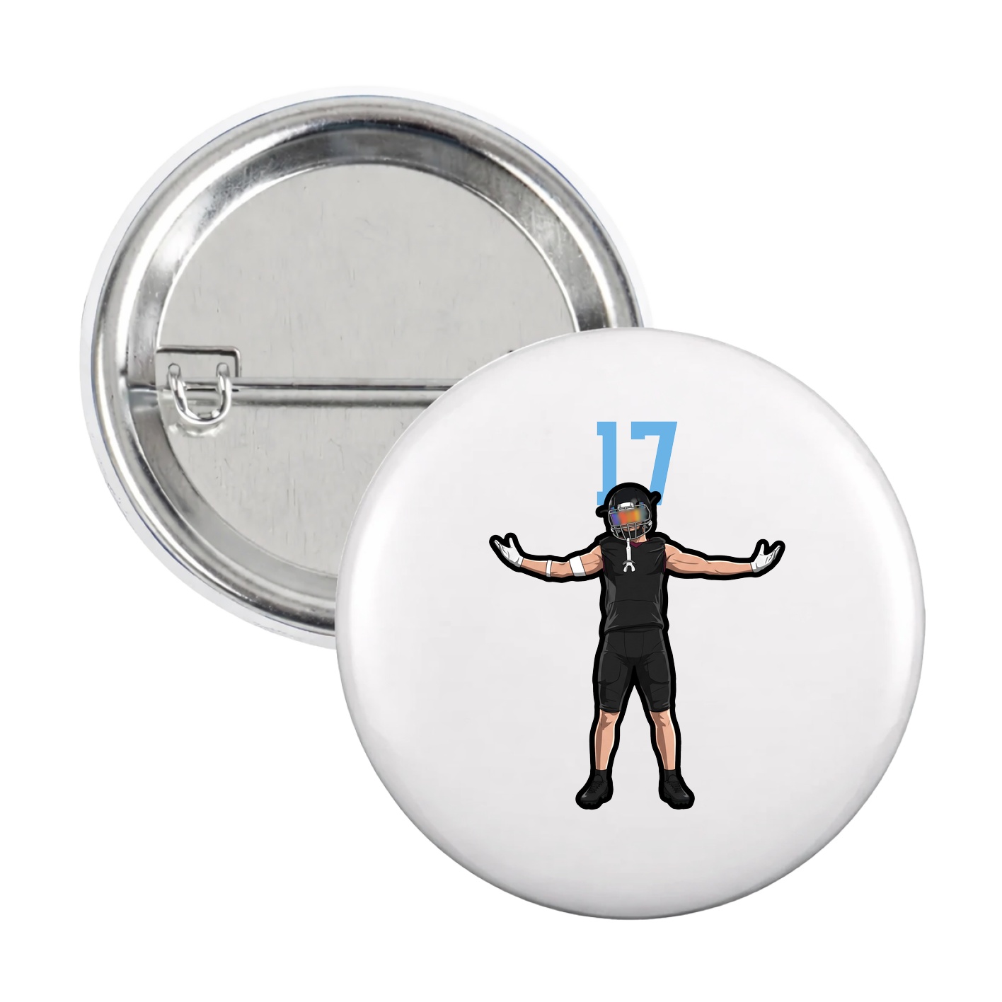 Game Day Button — Number Top in White