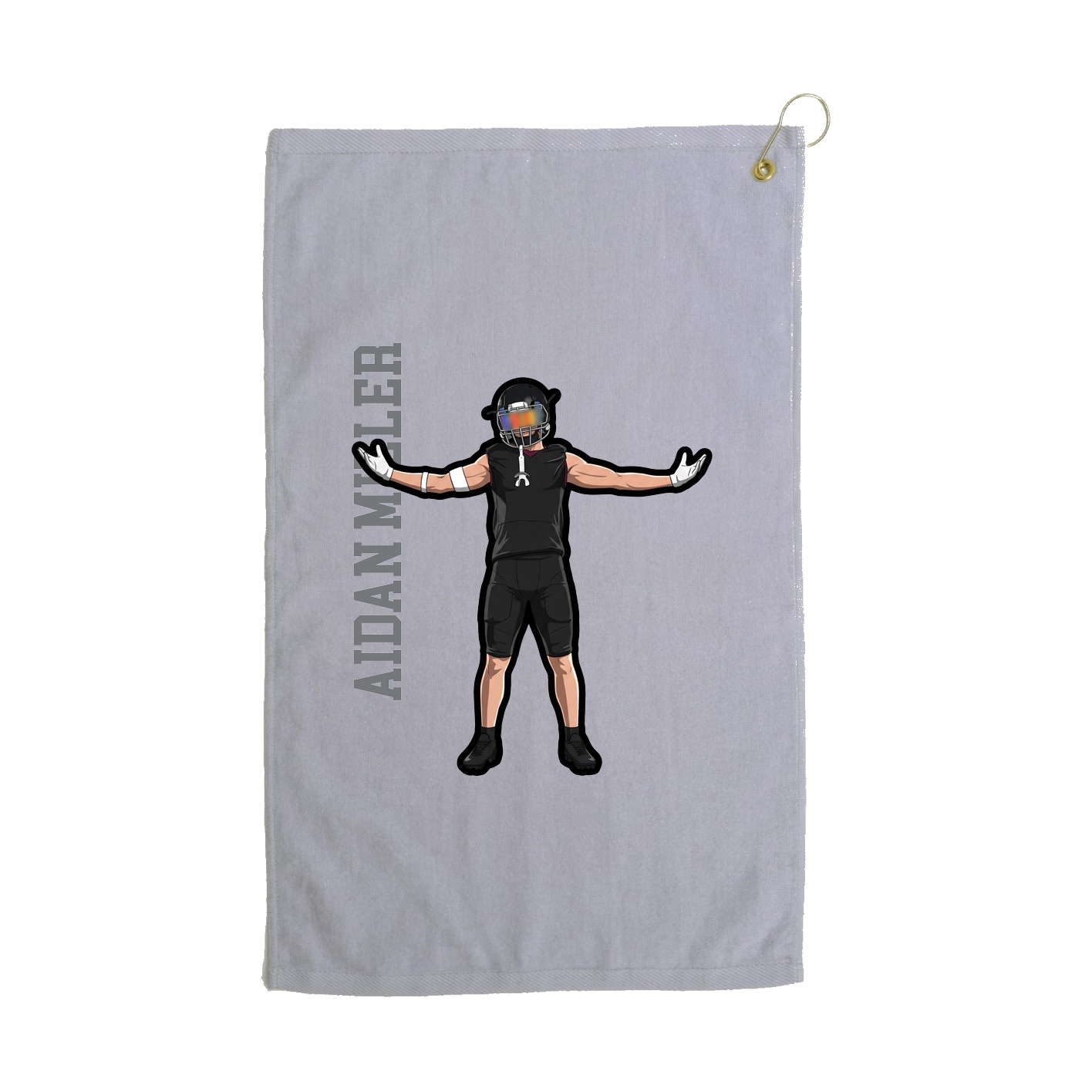 Golf Towel — Name Vertical in Grey