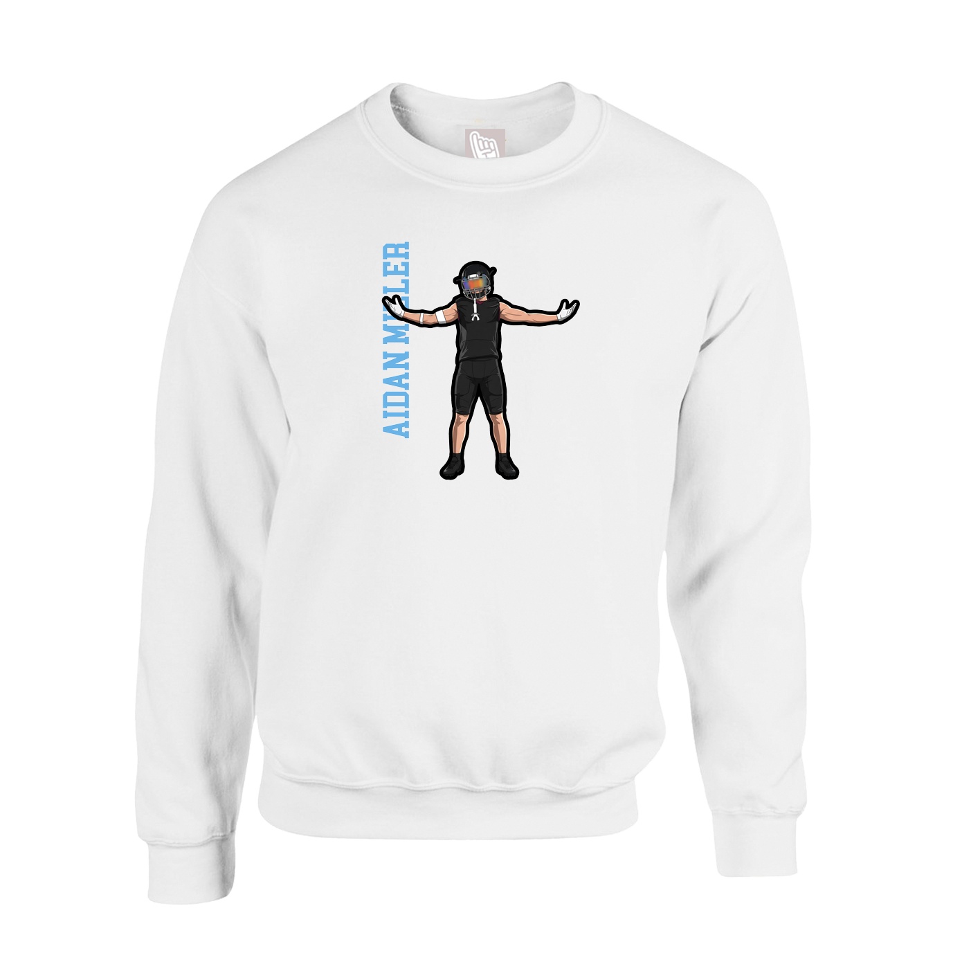 Fleece Crew — Name Vertical in White
