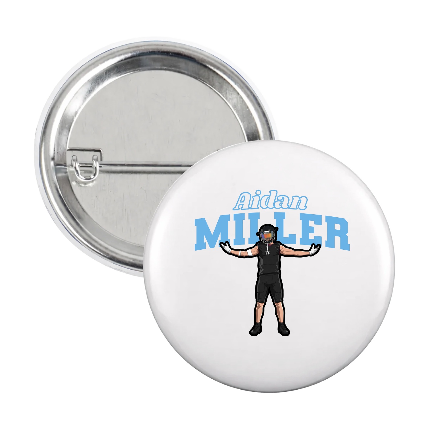 Game Day Button — Name Arch in White