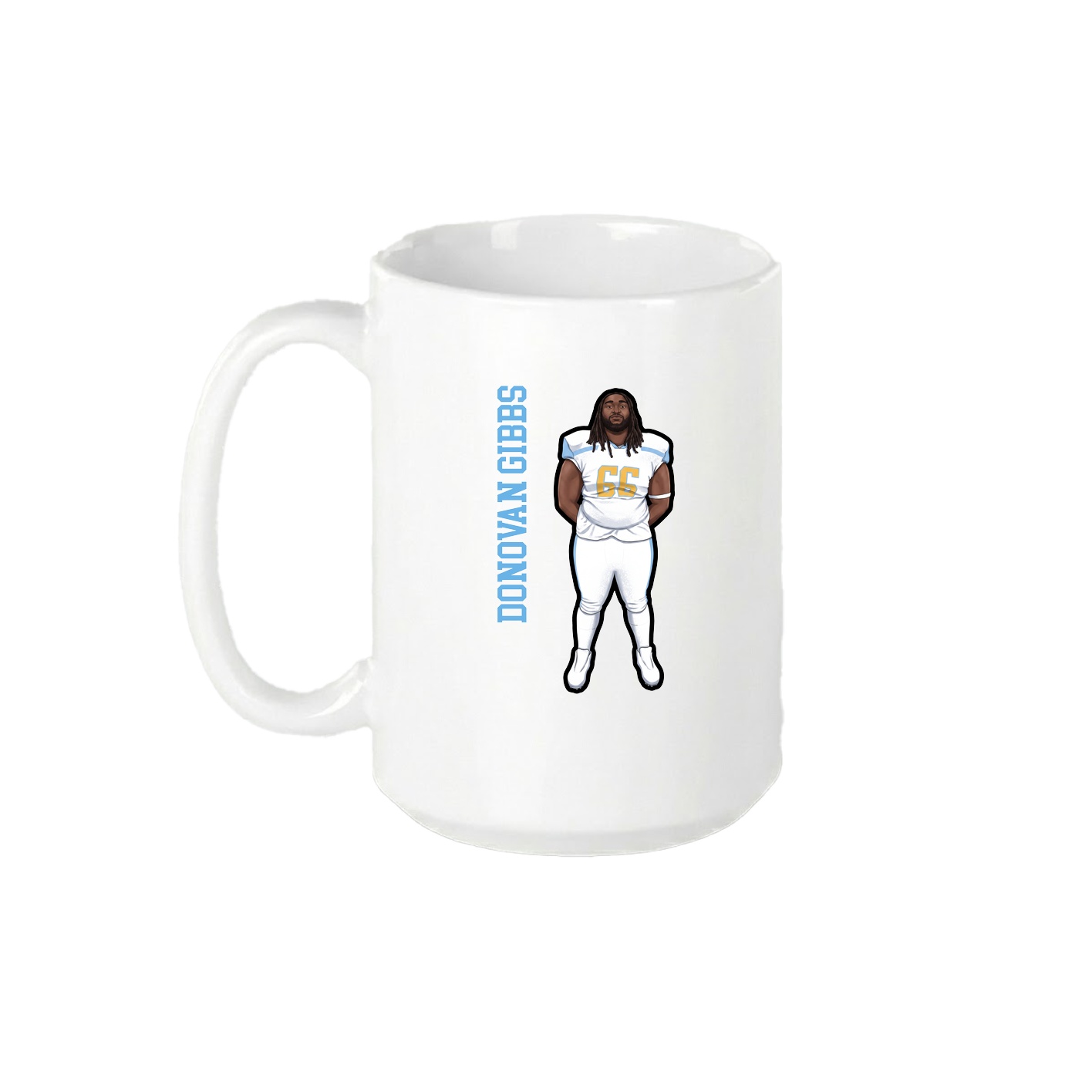 15oz Coffee Mug — Name Vertical in White