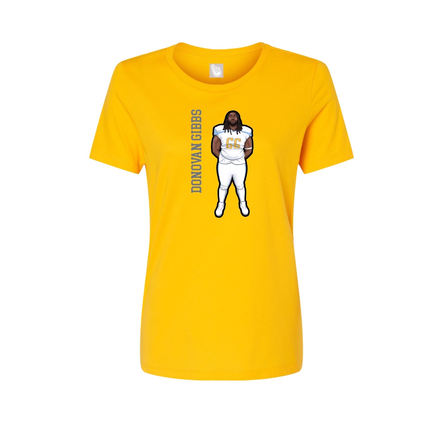 Fitted Women's Tee — Name Vertical in Gold