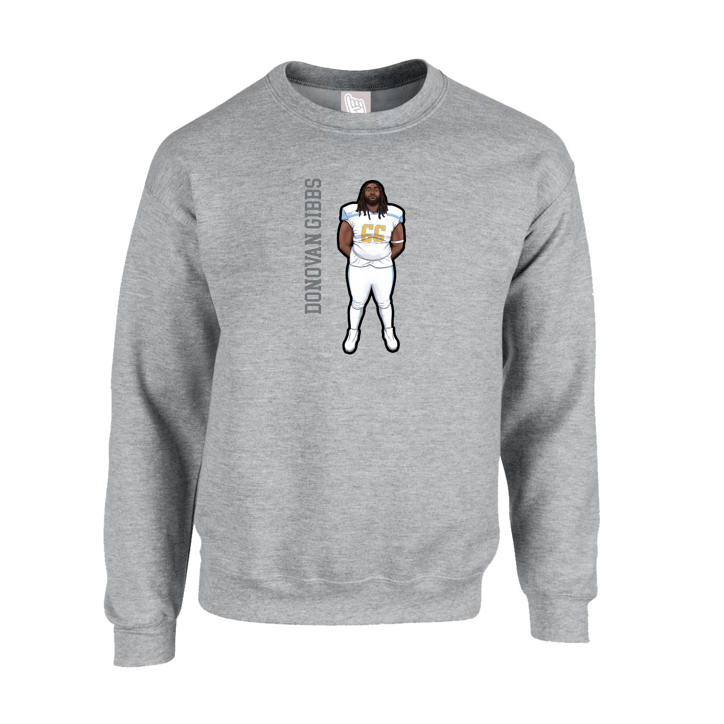 Fleece Crew — Name Vertical in Grey
