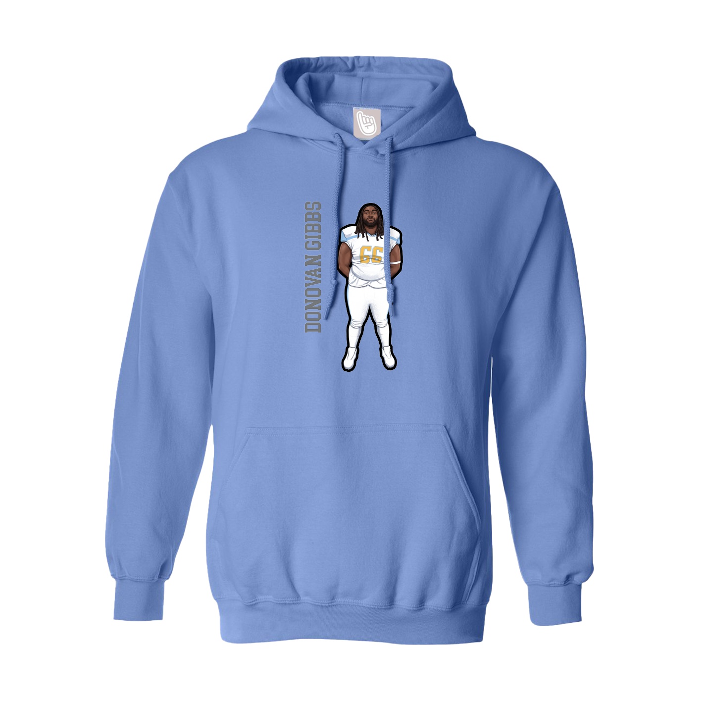 Youth Hoodie — Name Vertical in Powder Blue