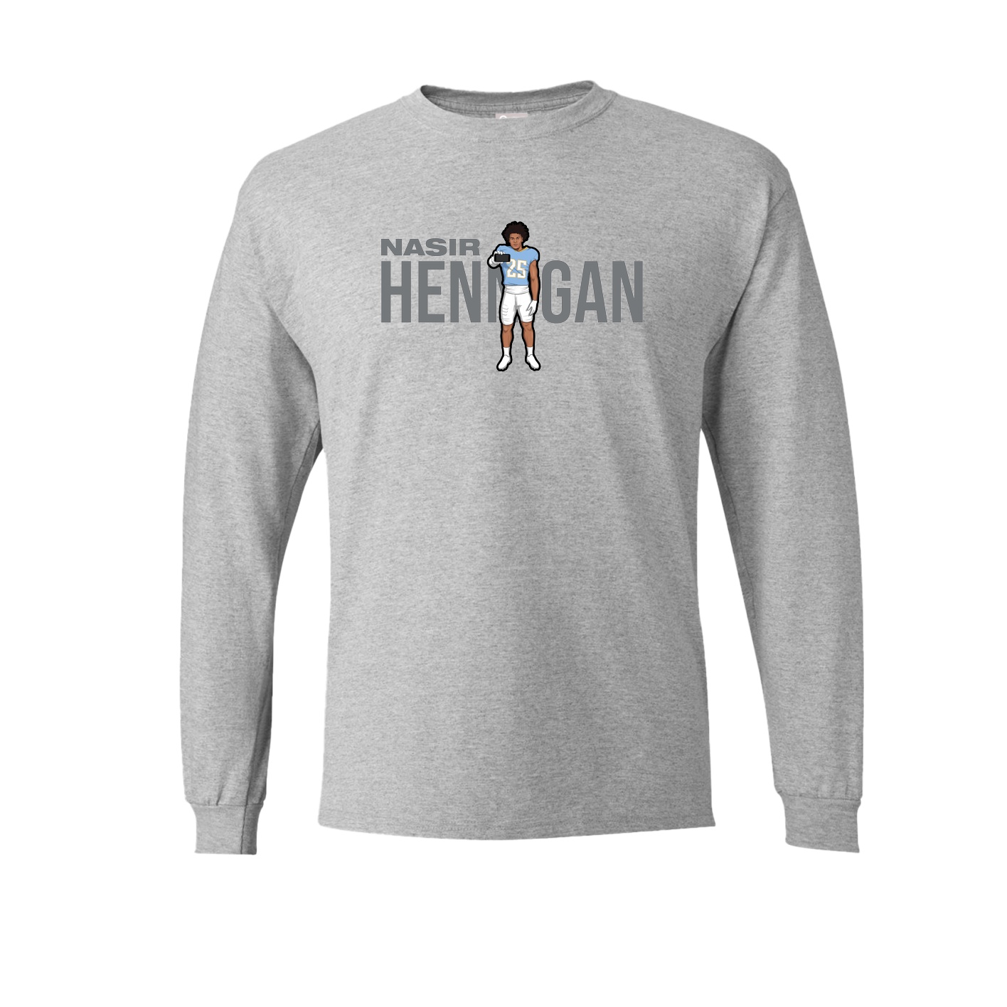 Long Sleeve Tee — Player Name in Grey
