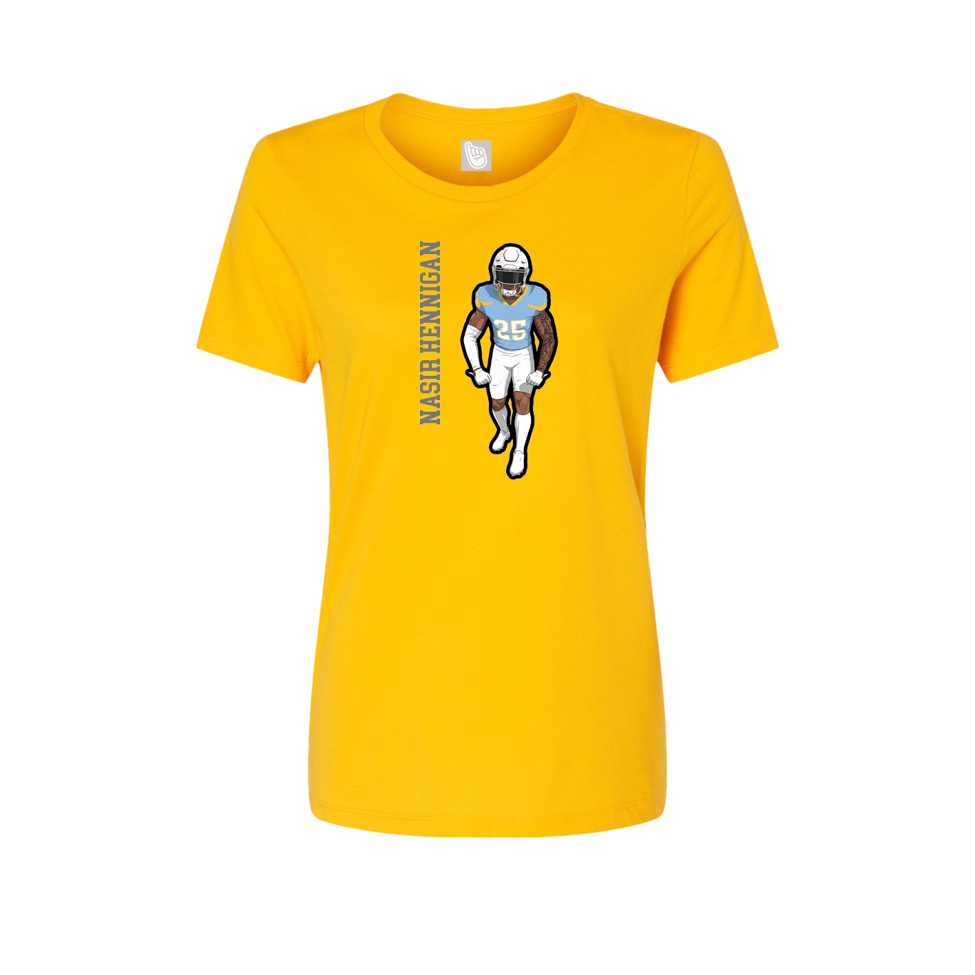 Fitted Women's Tee — Name Vertical in Gold