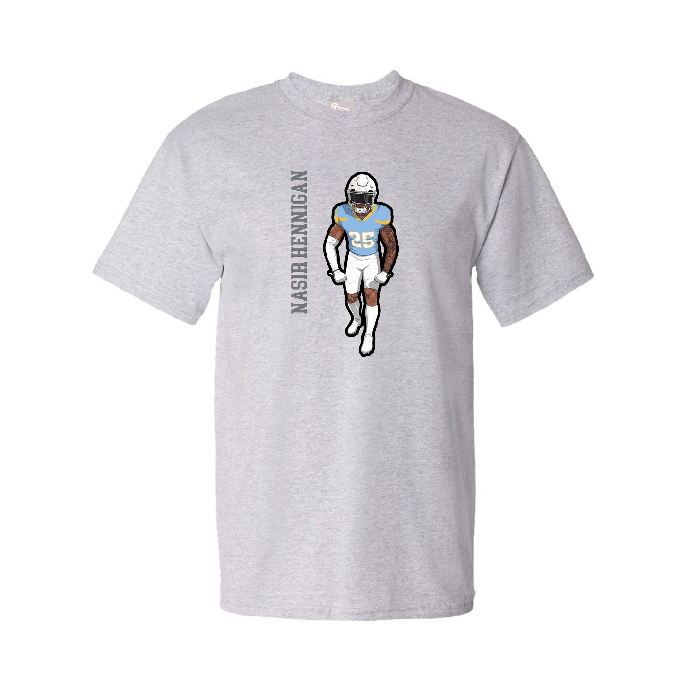 Youth Tee — Name Vertical in Grey