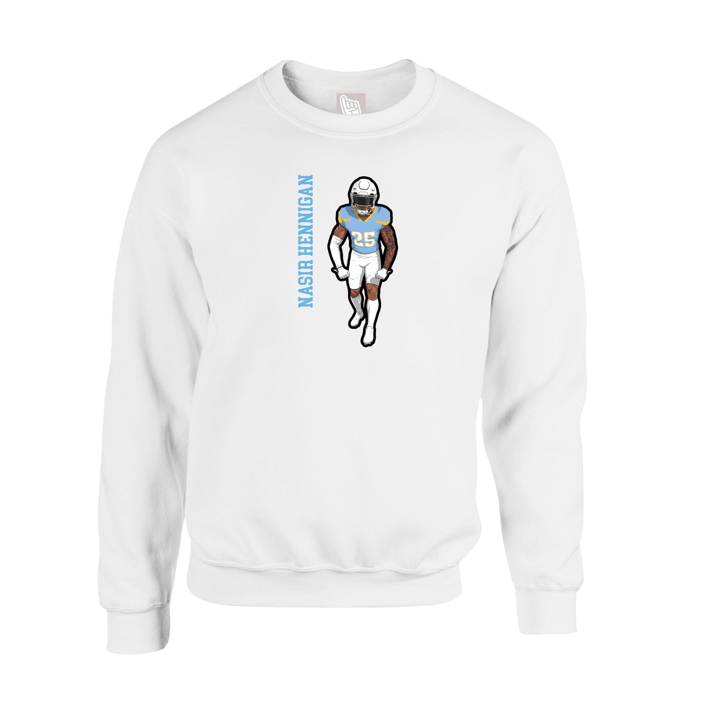 Fleece Crew — Name Vertical in White