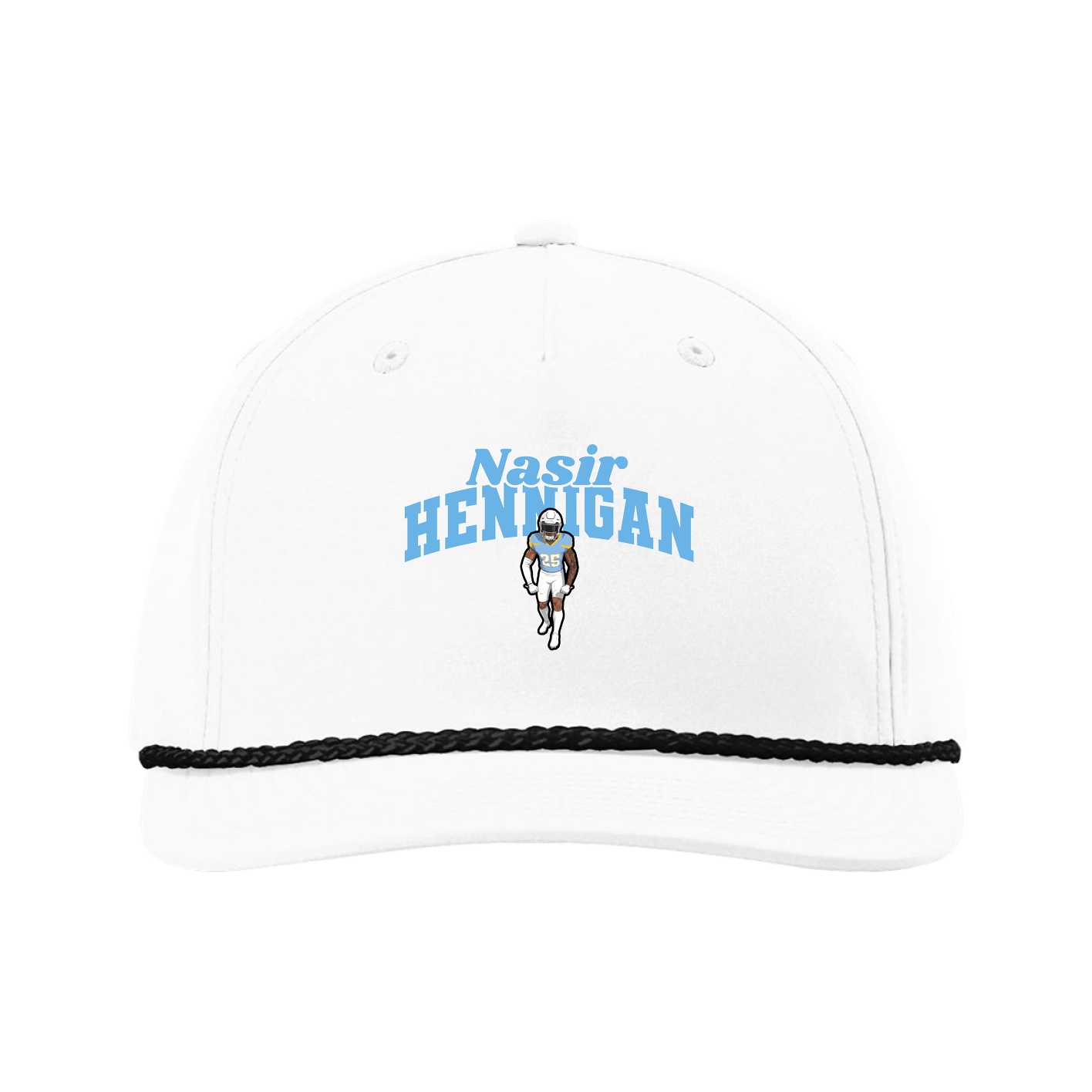 Five-Panel Classic Rope Cap — Signature Arch in White