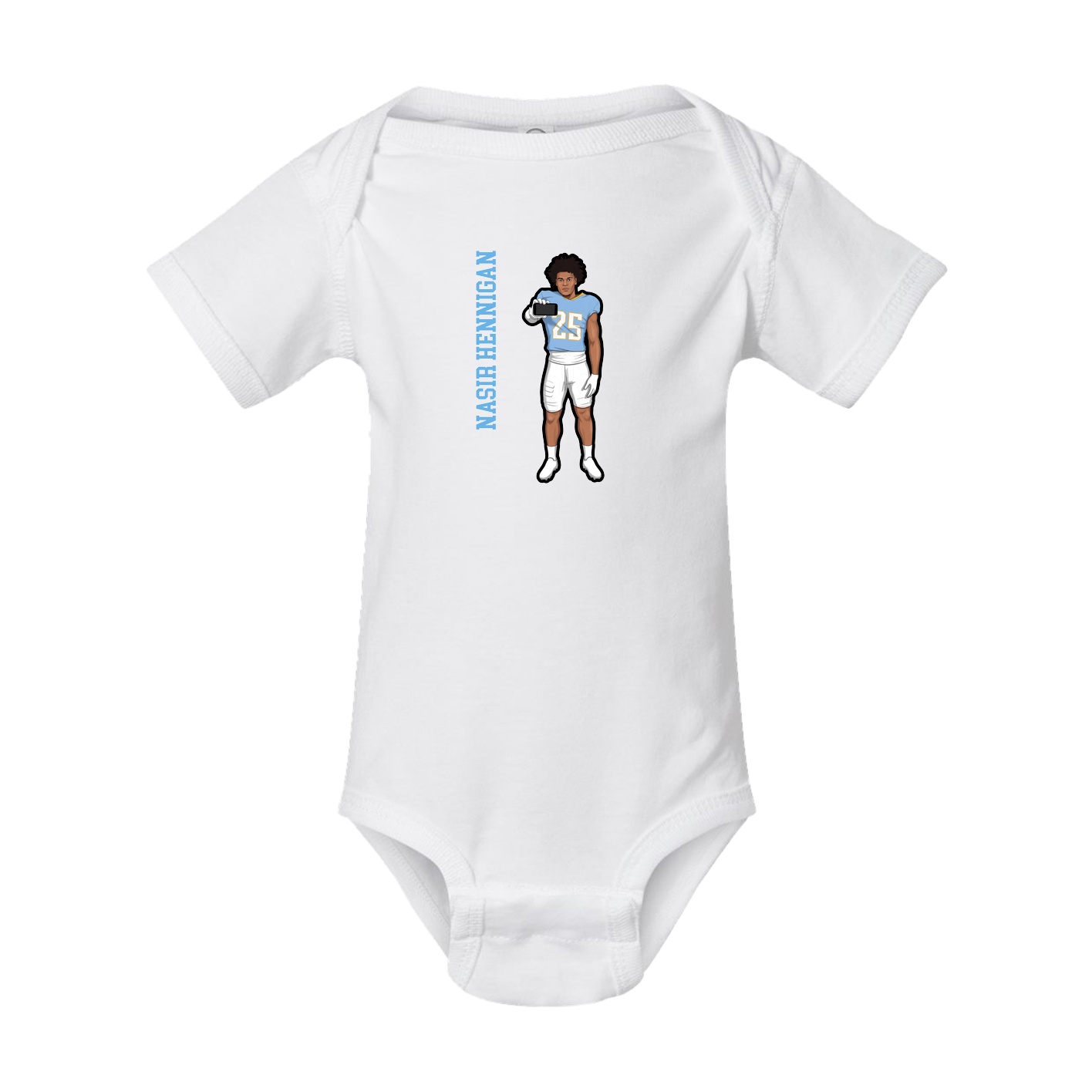 Baby Onesie — Name Vertical in White