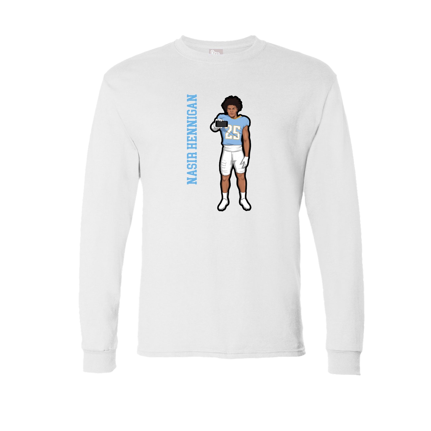 Long Sleeve Tee — Name Vertical in White