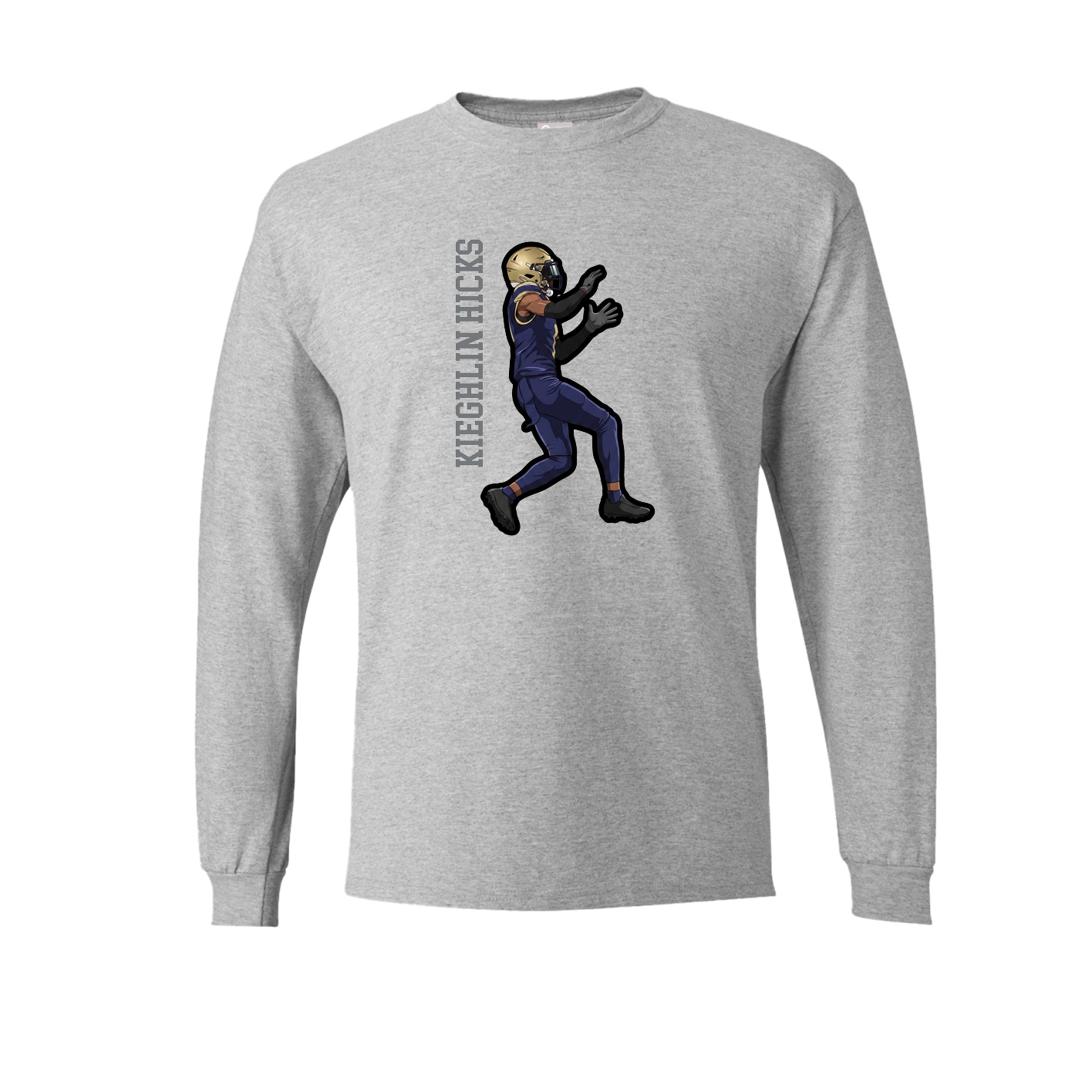 Long Sleeve Tee — Name Vertical in Grey