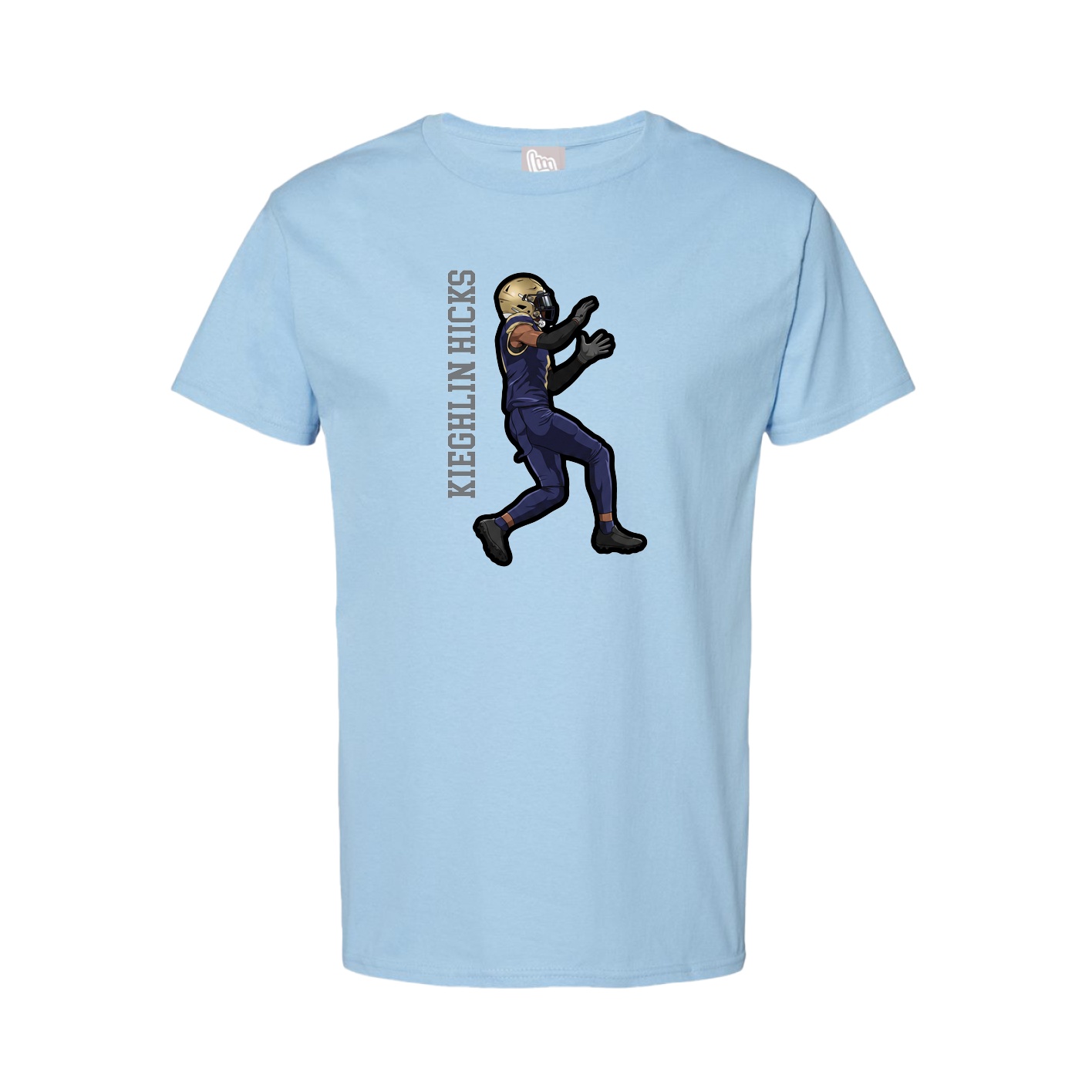 Youth Tee — Name Vertical in Light Blue