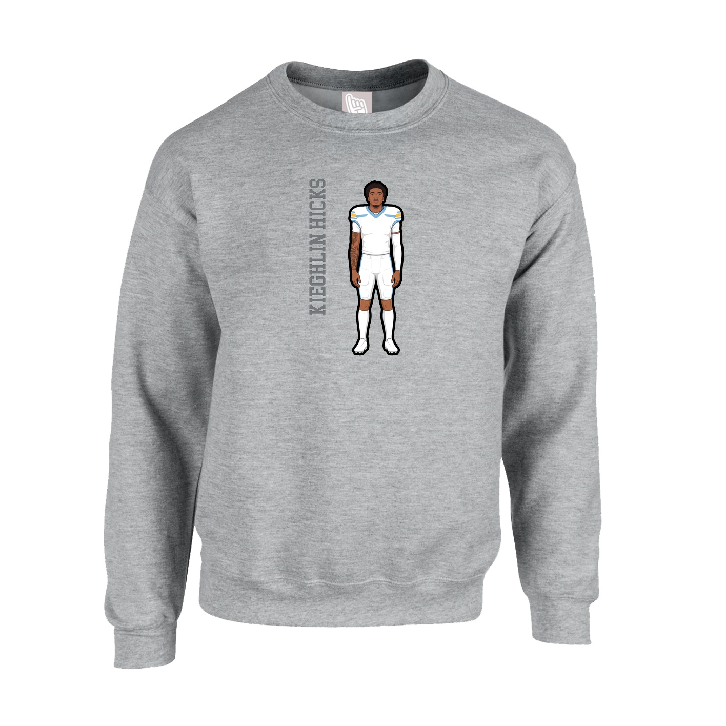 Fleece Crew — Name Vertical in Grey