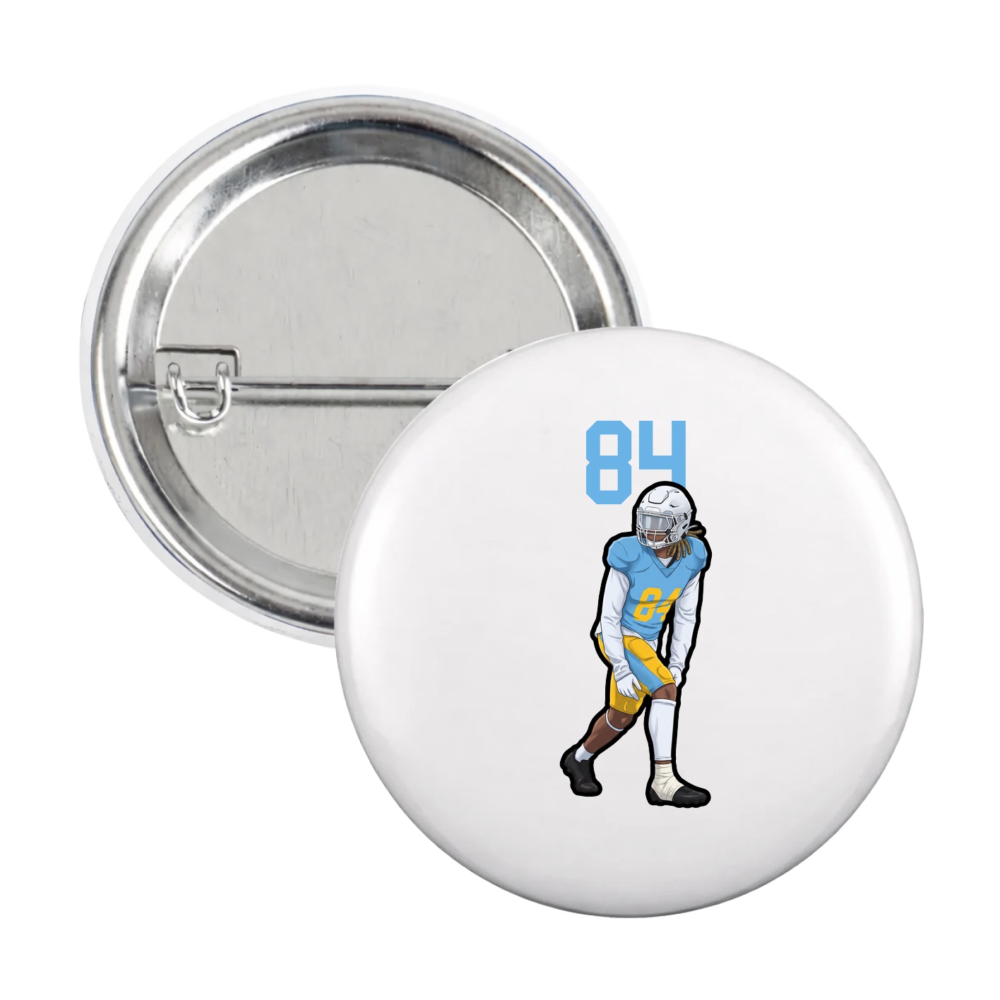 Game Day Button — Number Top in White