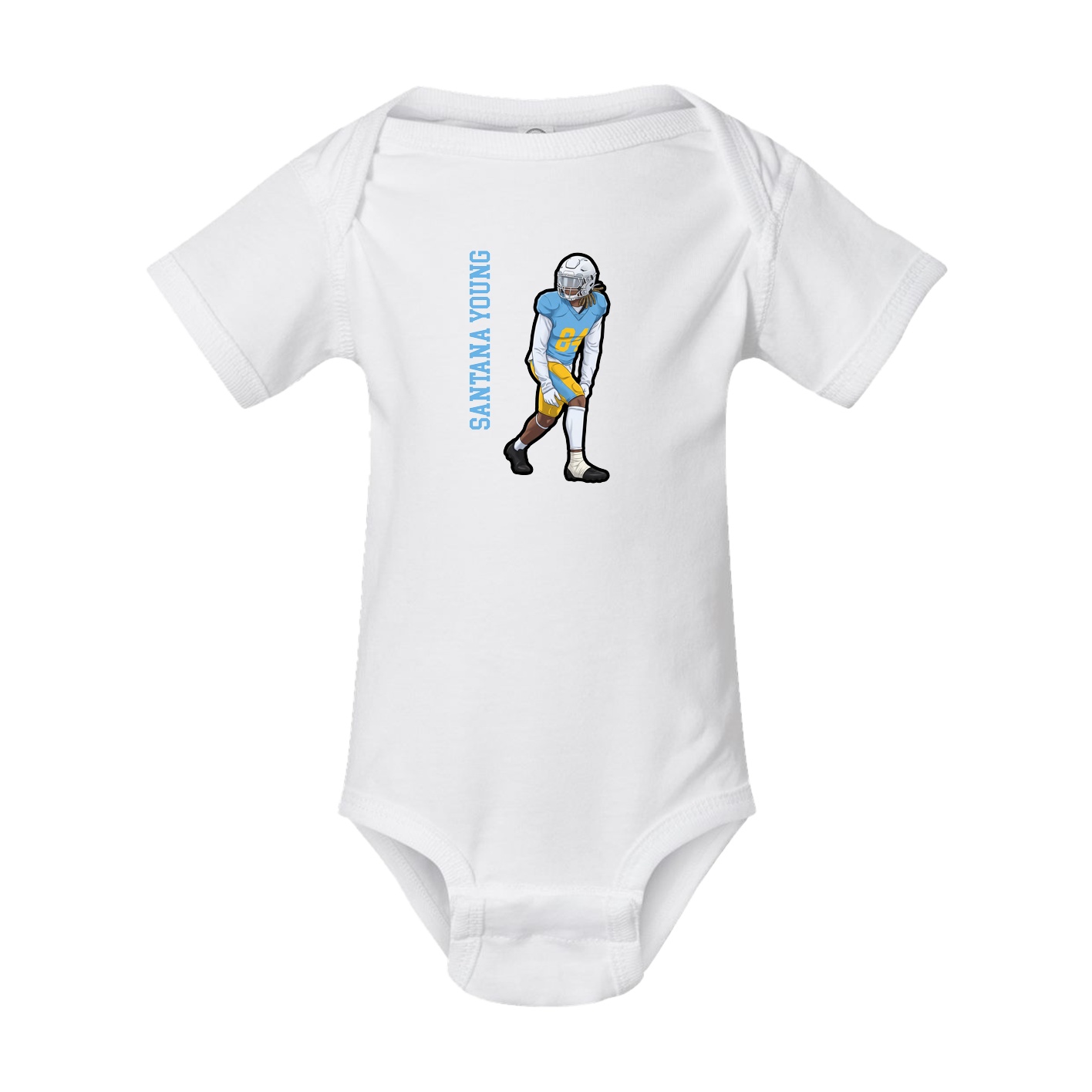 Baby Onesie — Name Vertical in White