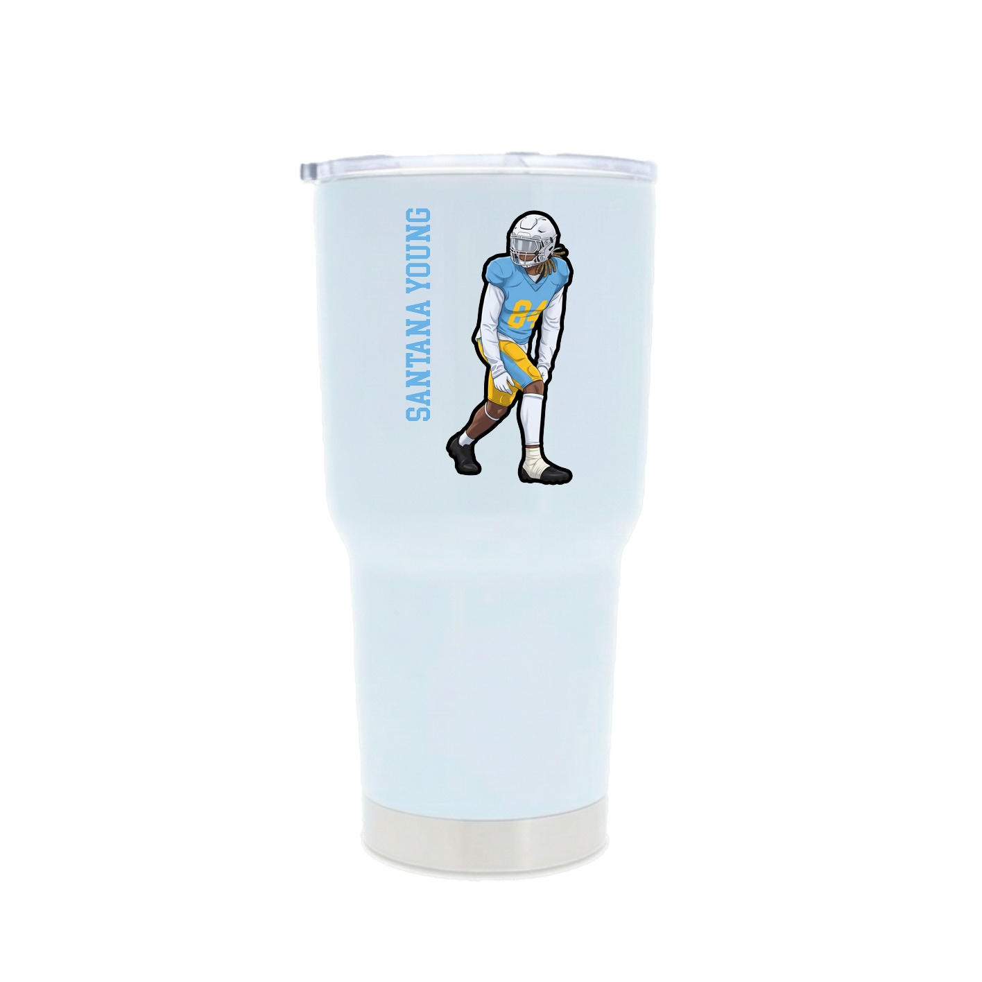 30oz Stainless Steel Tumbler — Name Vertical in White