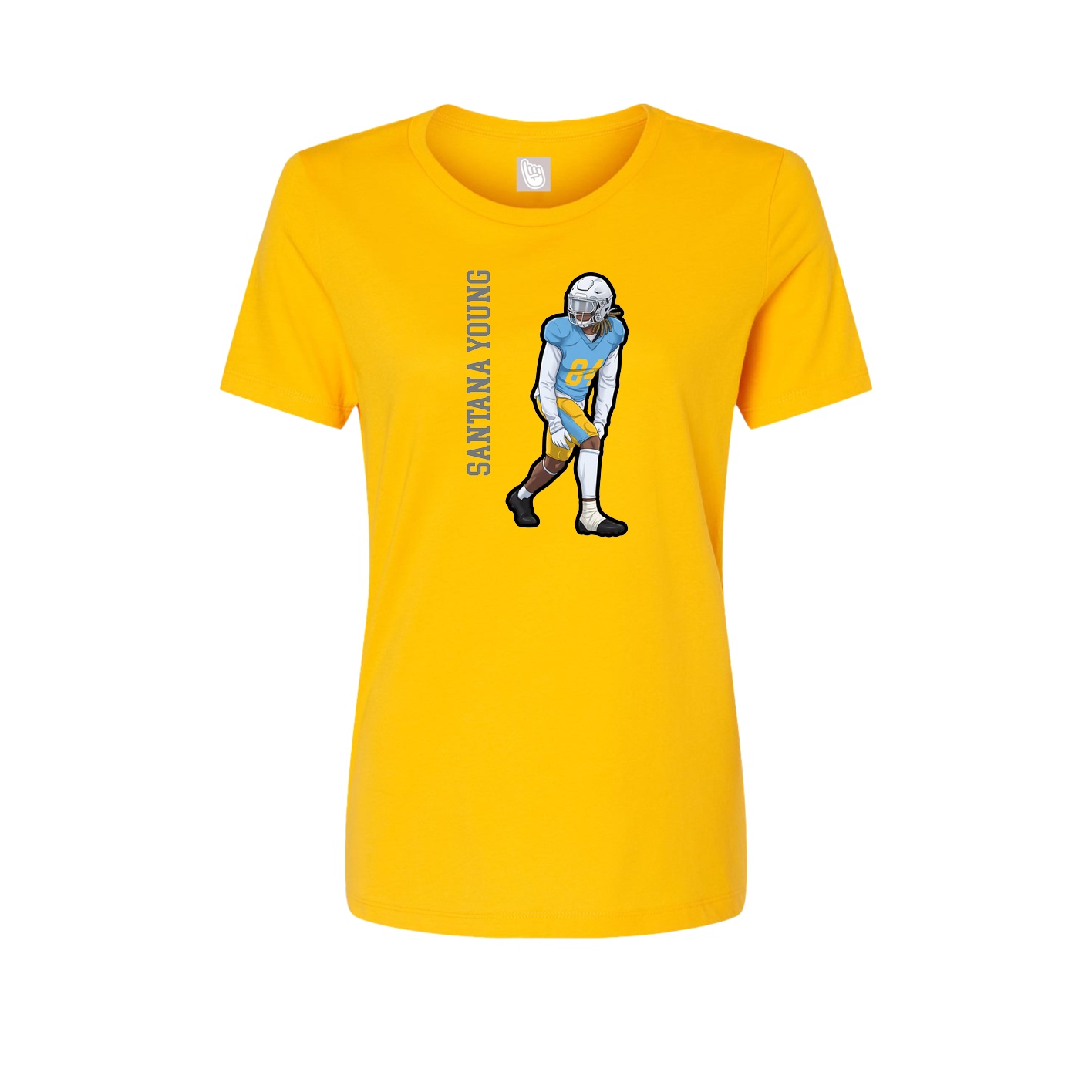Fitted Women's Tee — Name Vertical in Gold