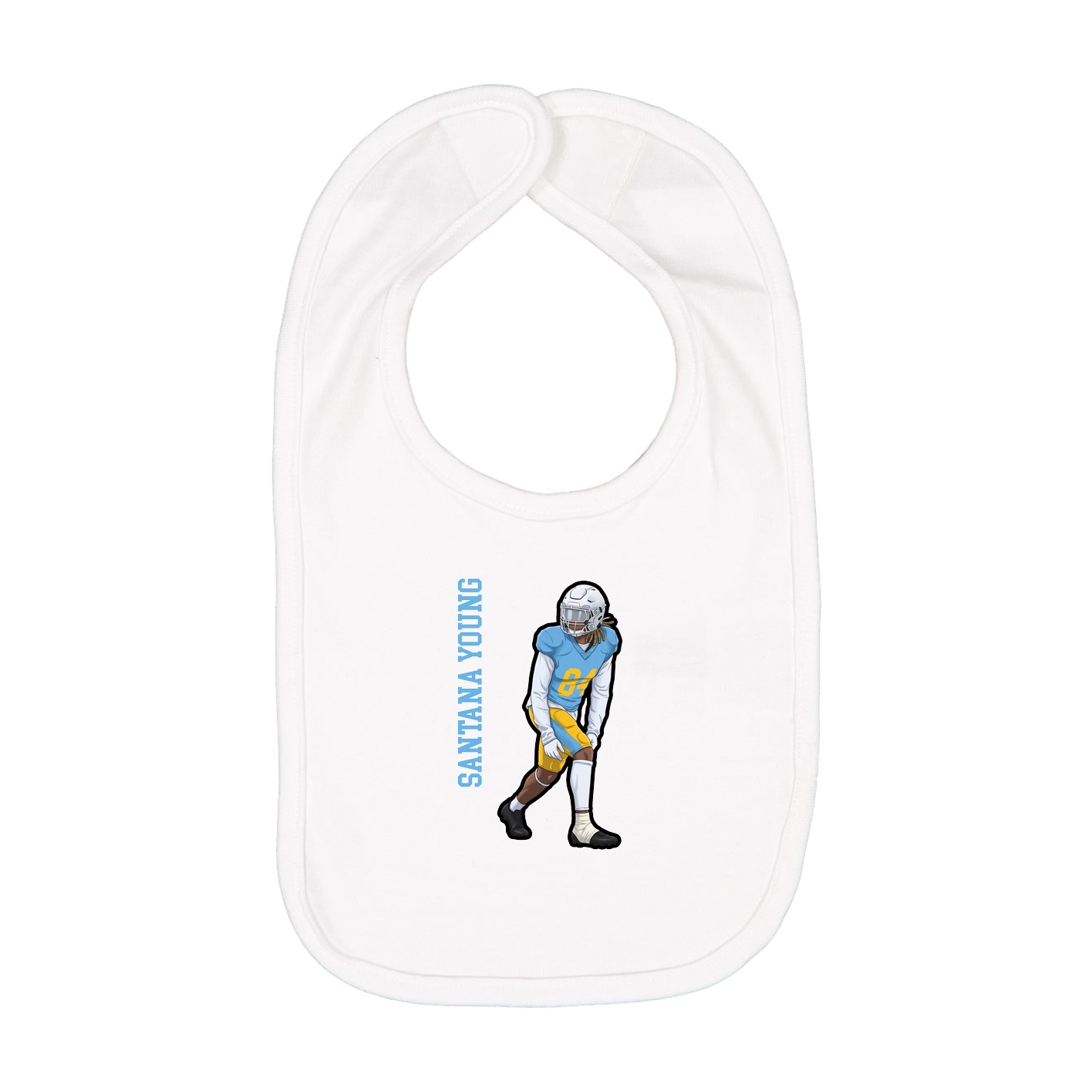 Infant Bib — Name Vertical in White