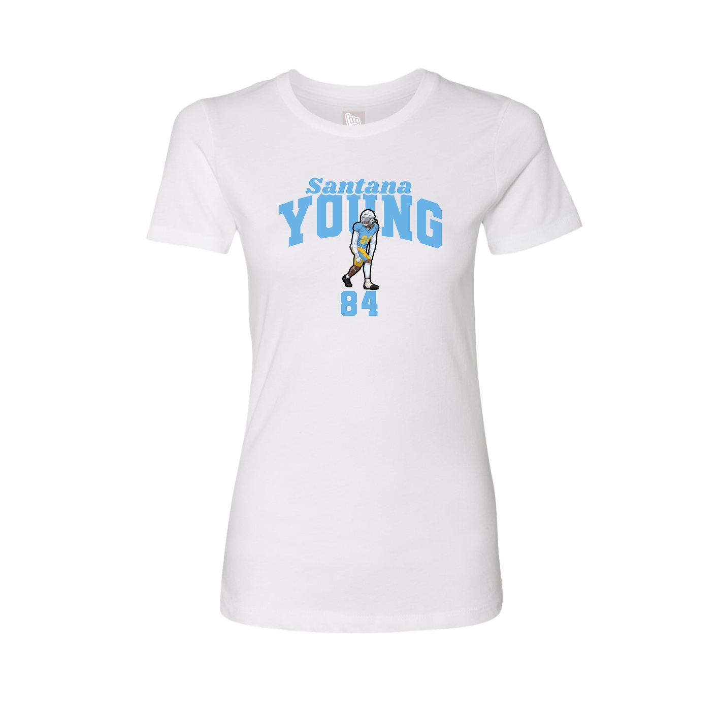 Fitted Women's Tee — Signature Arch in White