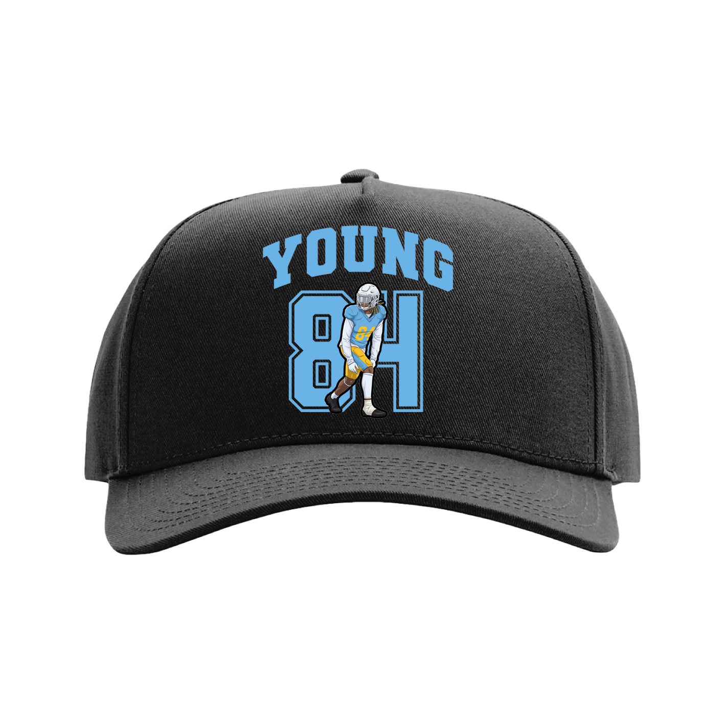 Full Fabric Five-Panel Champ Cap — Number in Black