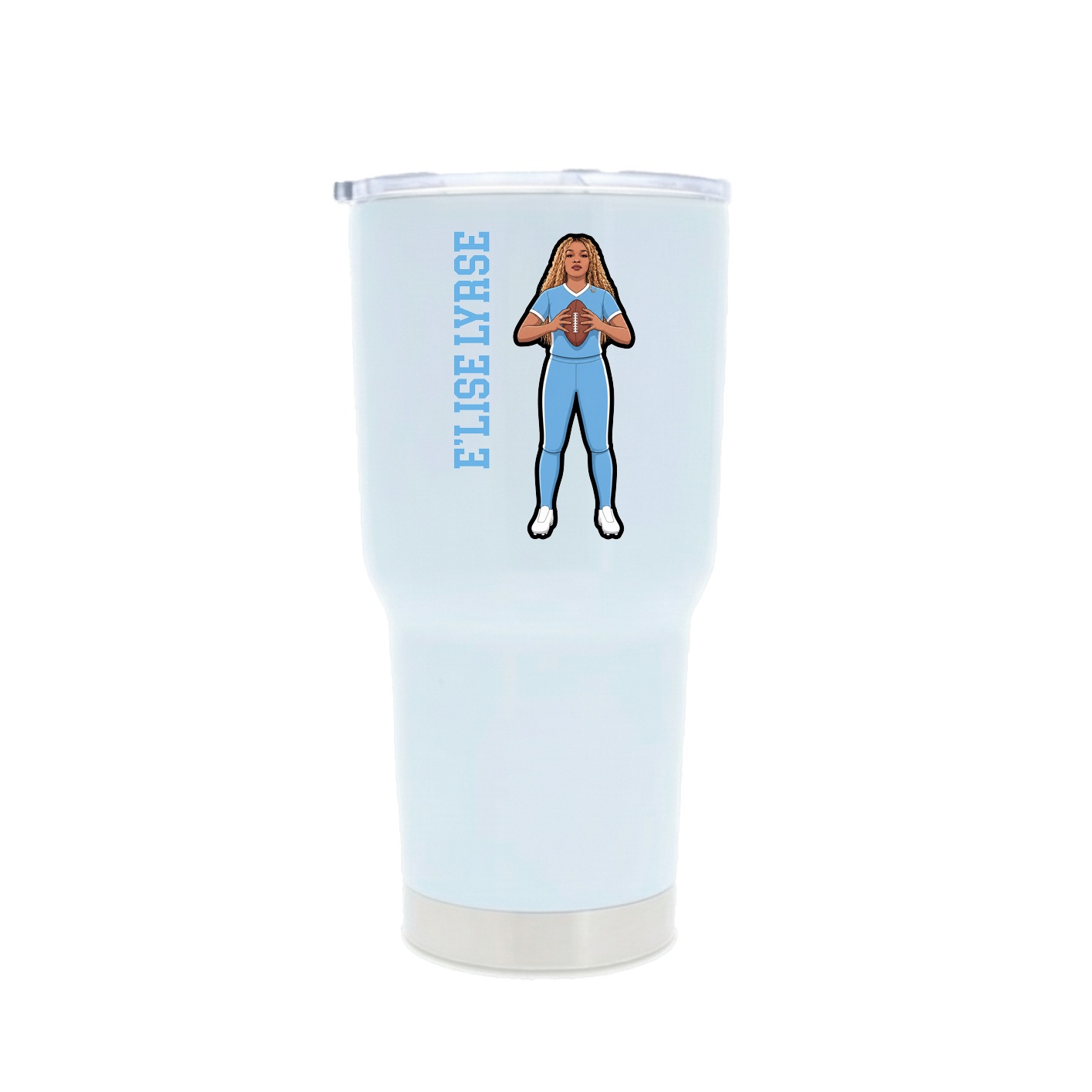 30oz Stainless Steel Tumbler — Name Vertical in White