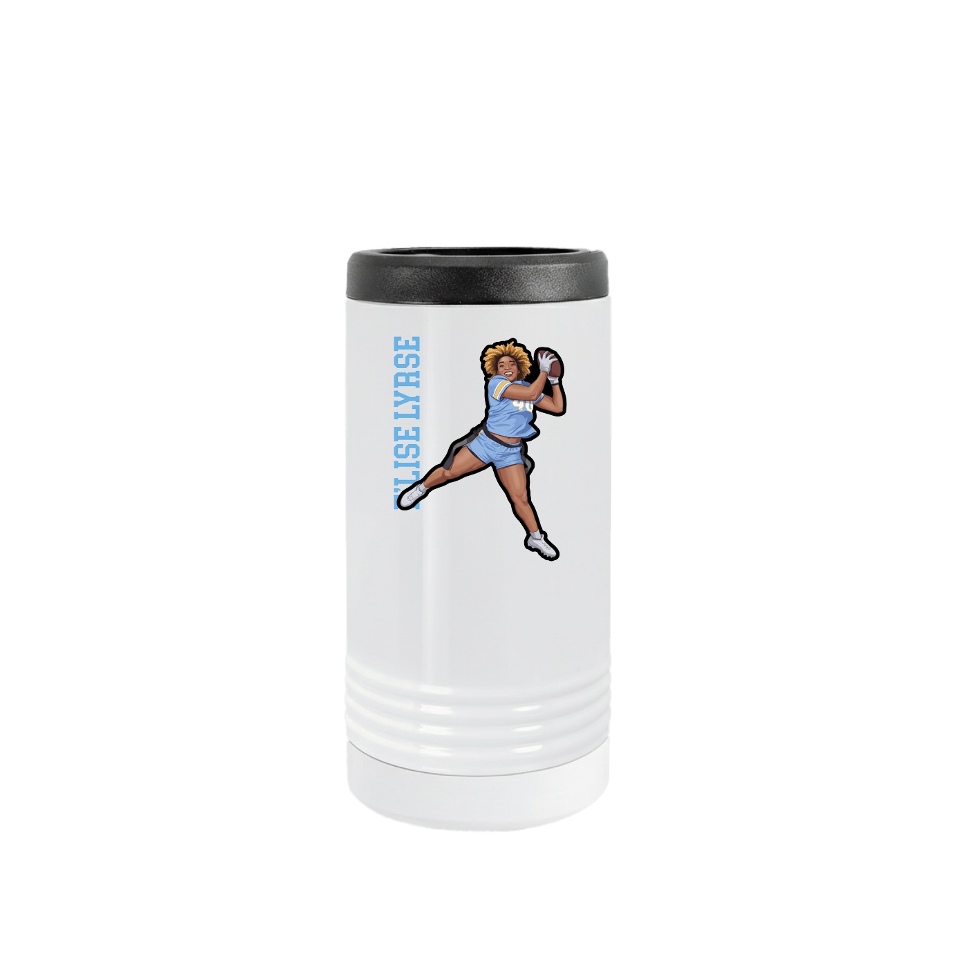 Slim Beverage Holder — Name Vertical in White