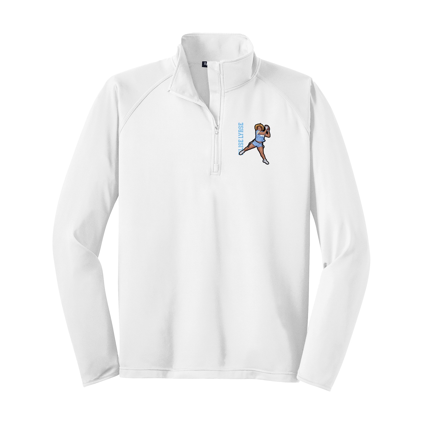 Q-Zip Pullover — Name Vertical in White