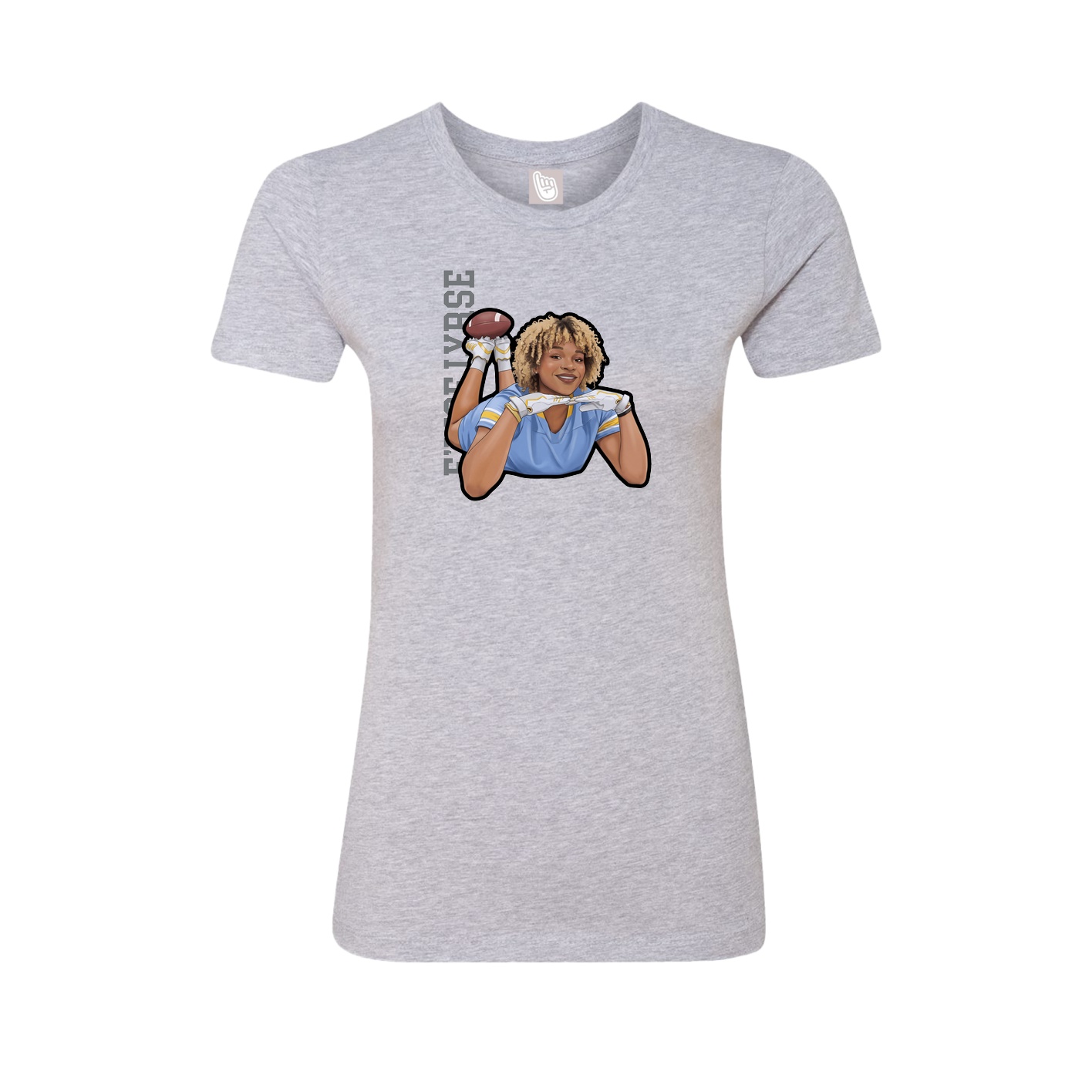 Fitted Women's Tee — Name Vertical in Grey