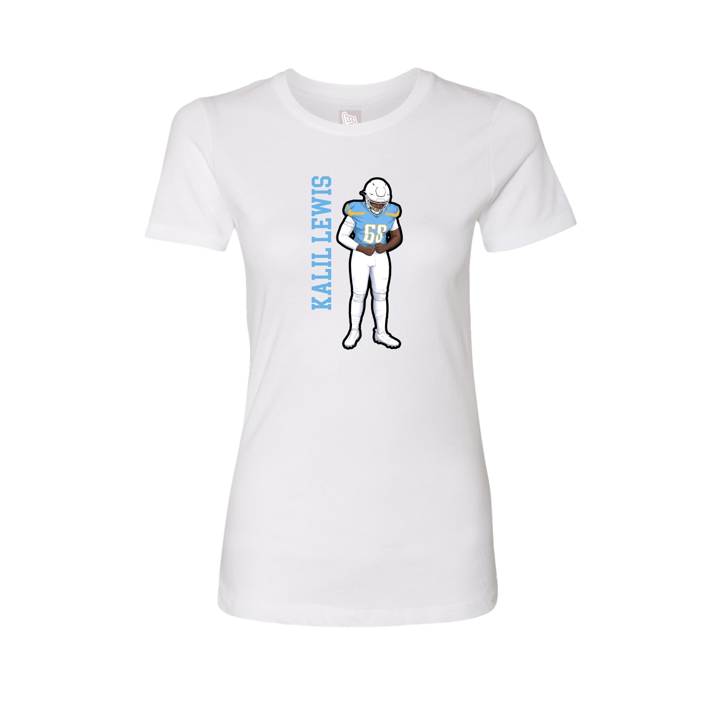 Fitted Women's Tee — Name Vertical in White