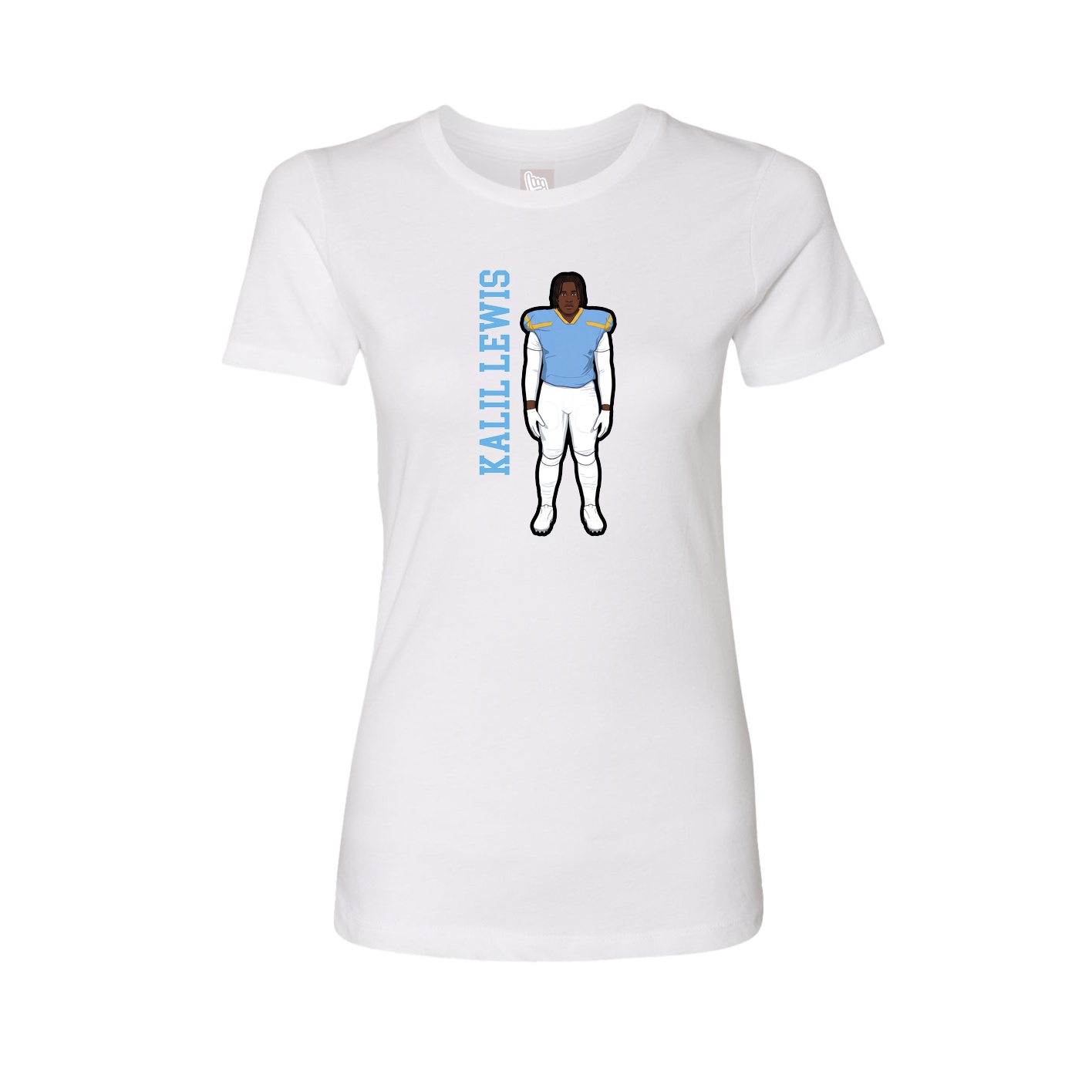 Fitted Women's Tee — Name Vertical in White