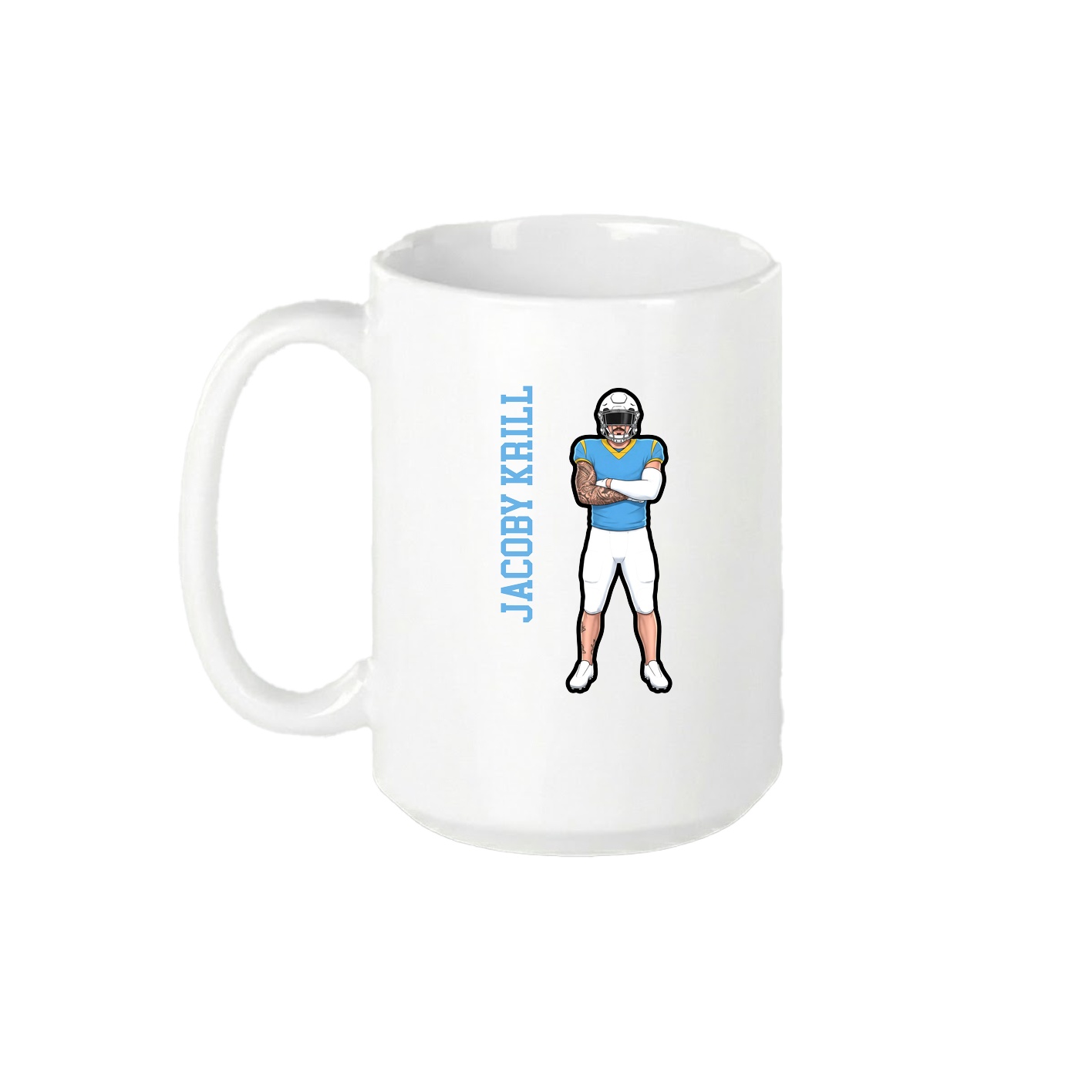 15oz Coffee Mug — Name Vertical in White