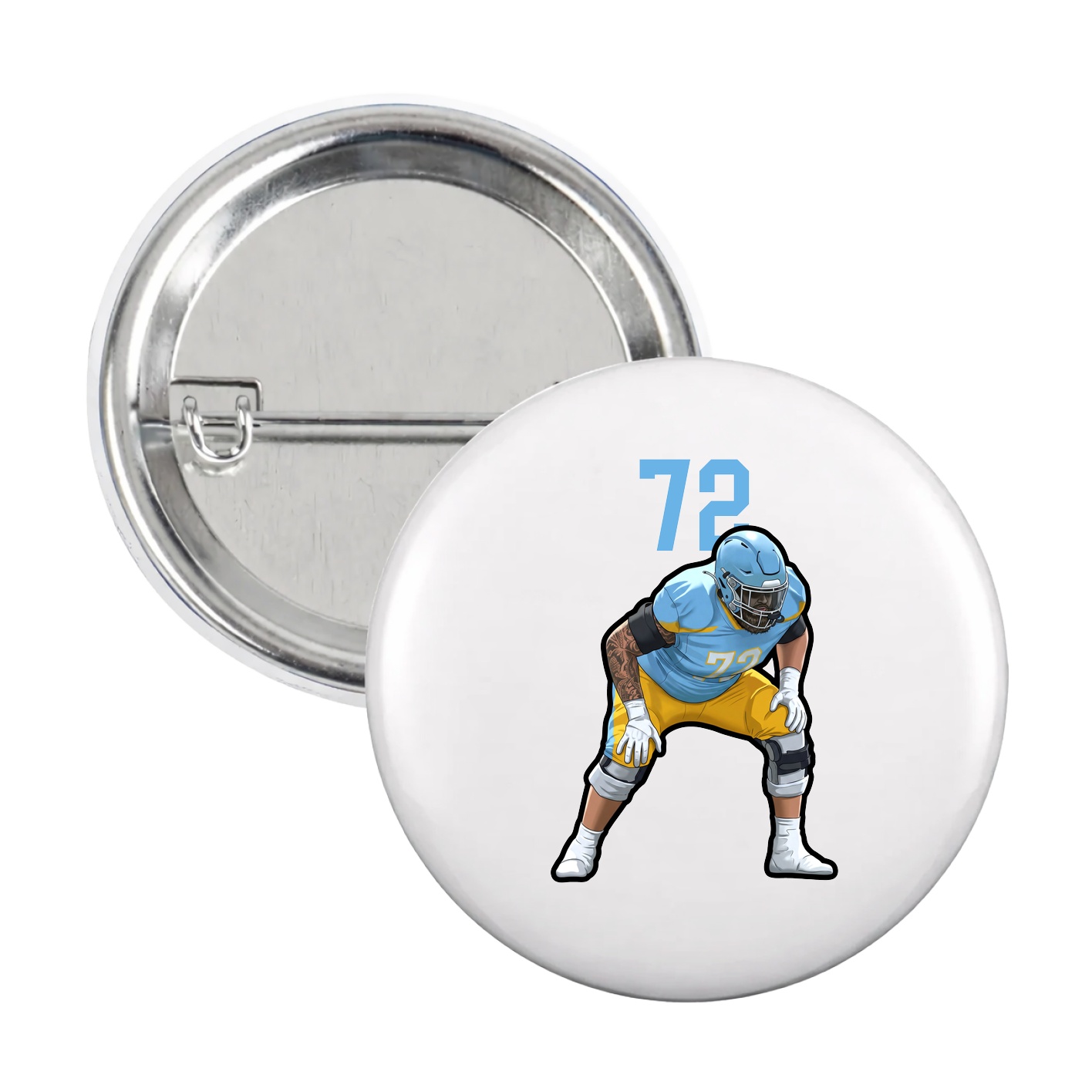 Game Day Button — Number Top in White