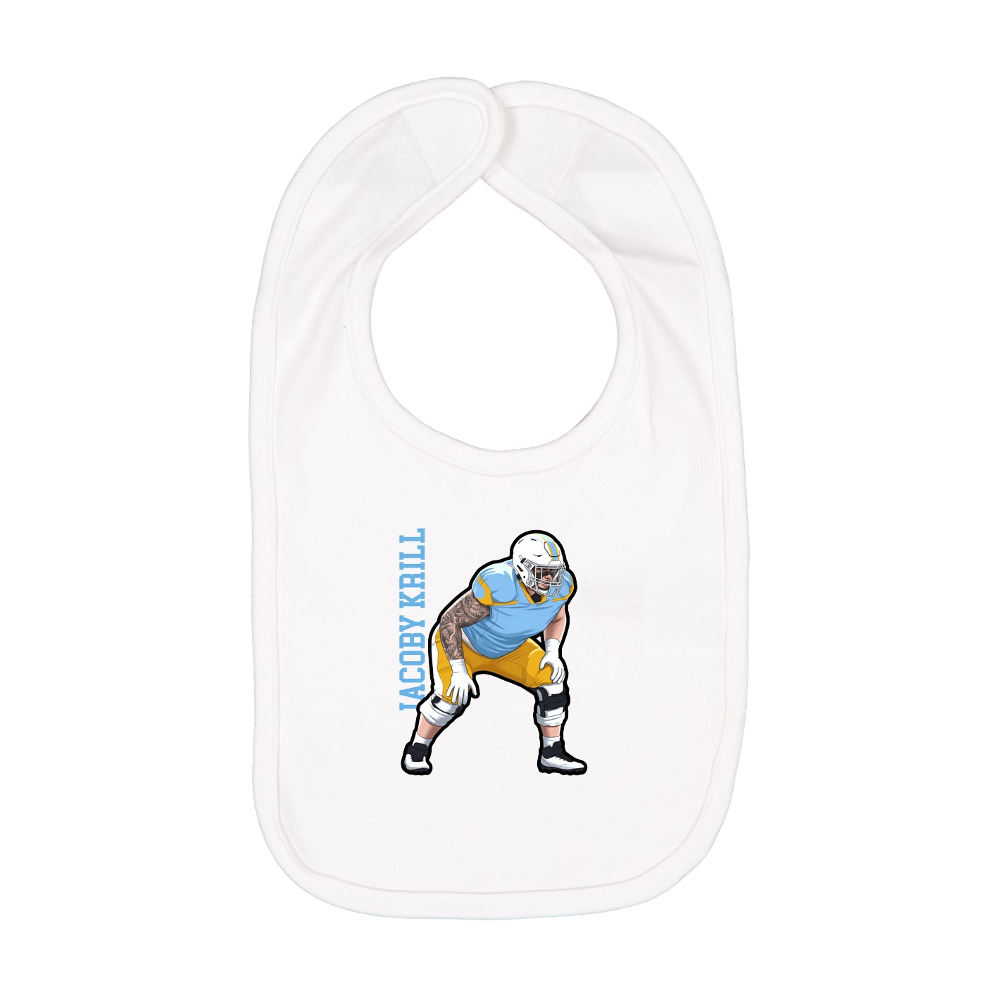 Infant Bib — Name Vertical in White