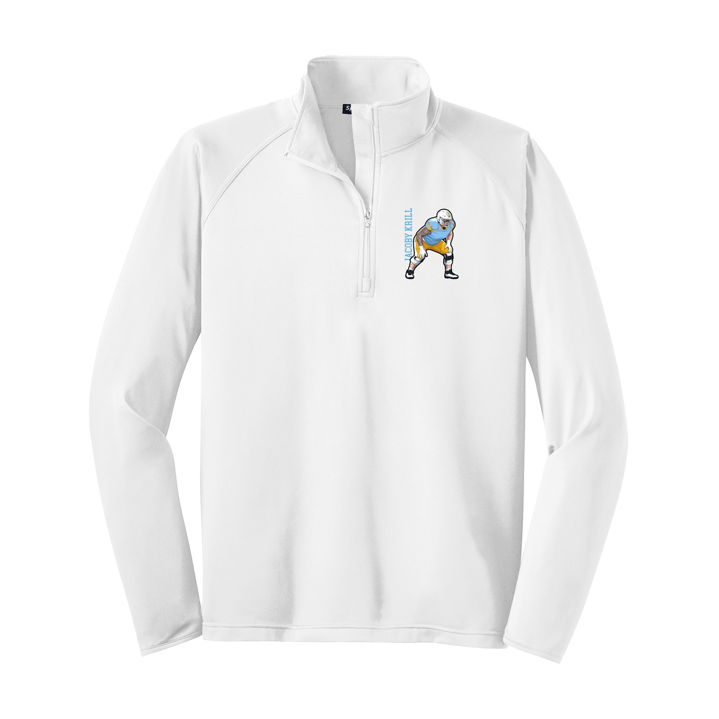 Q-Zip Pullover — Name Vertical in White