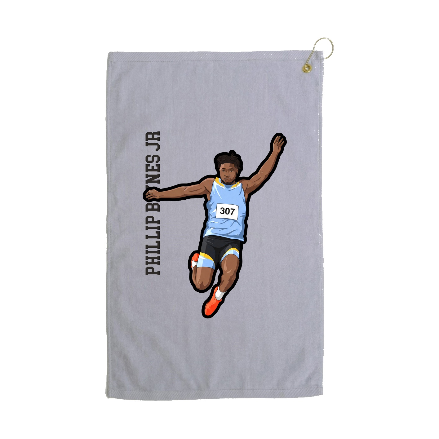Golf Towel — Name Vertical in Grey
