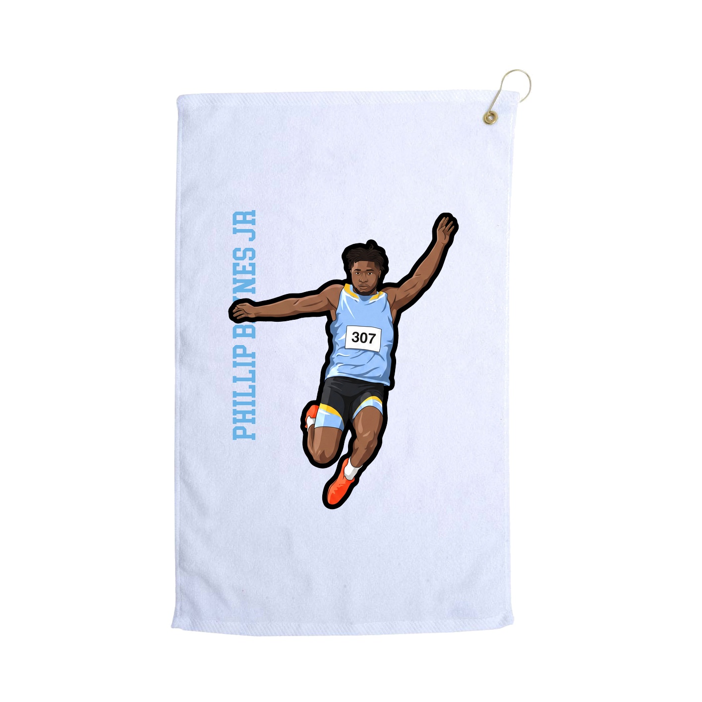 Golf Towel — Name Vertical in White