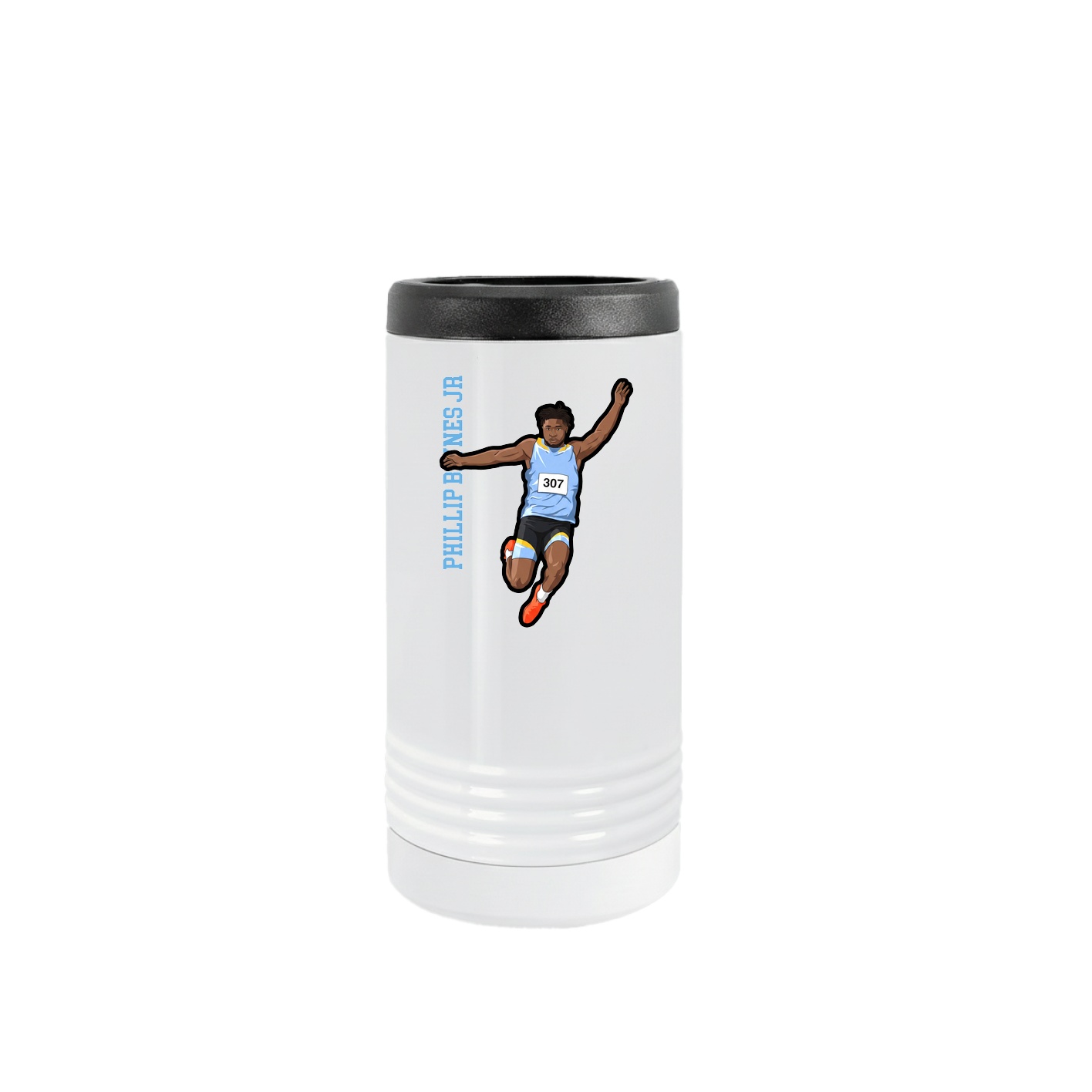 Slim Beverage Holder — Name Vertical in White