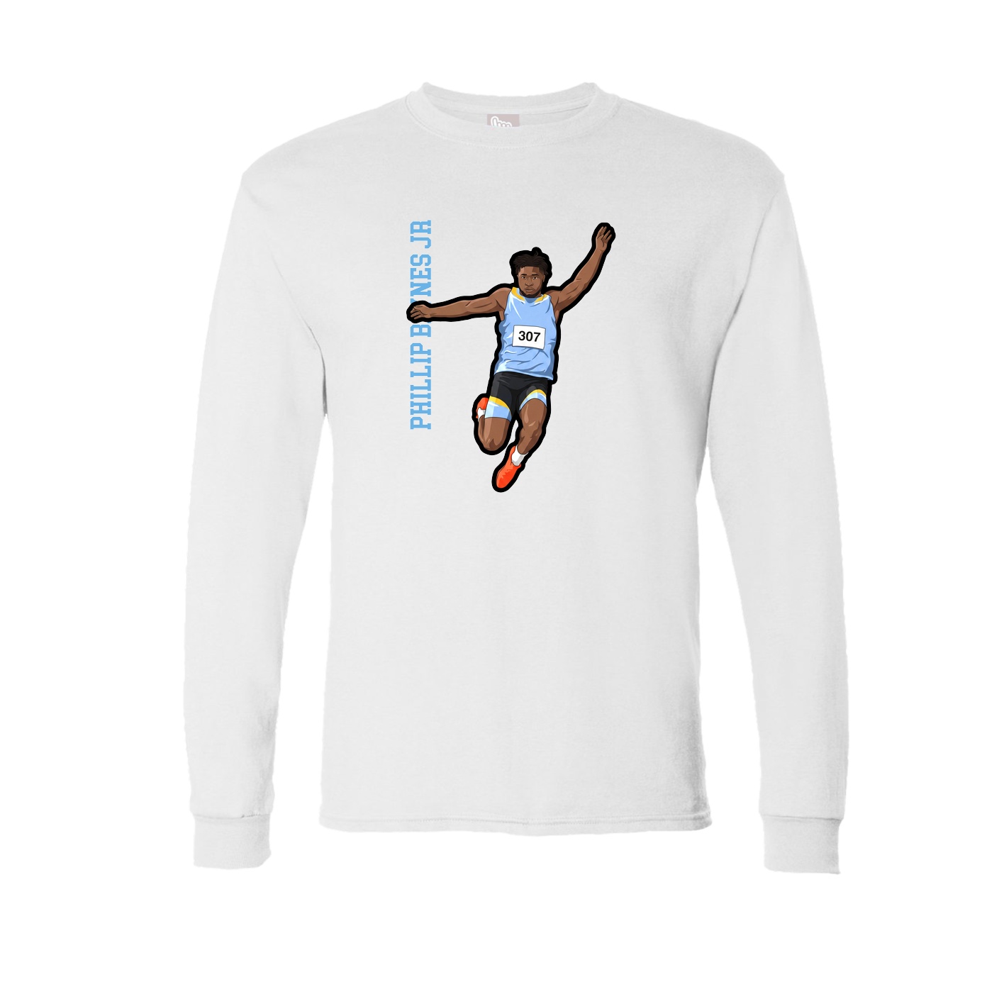 Long Sleeve Tee — Name Vertical in White