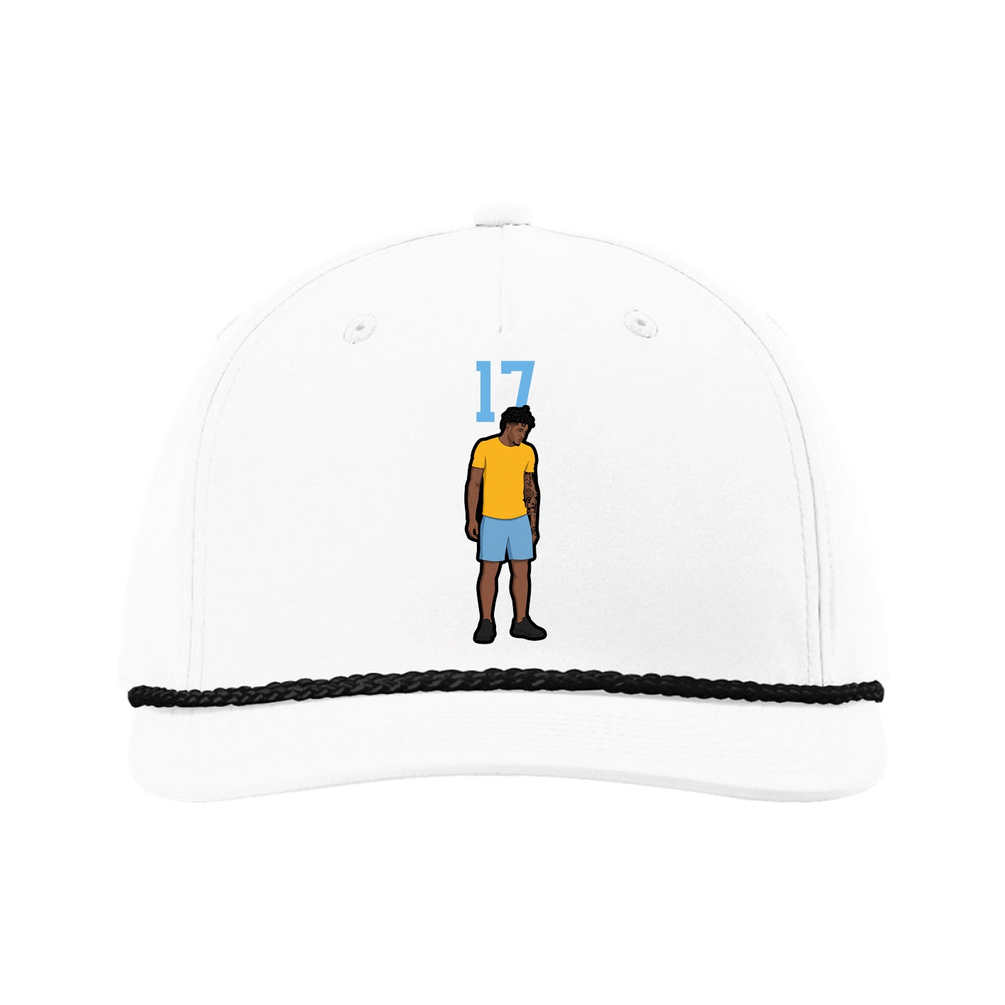 Five-Panel Classic Rope Cap — Number Top in White