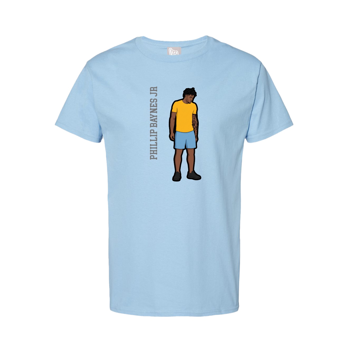 Tee — Name Vertical in Light Blue