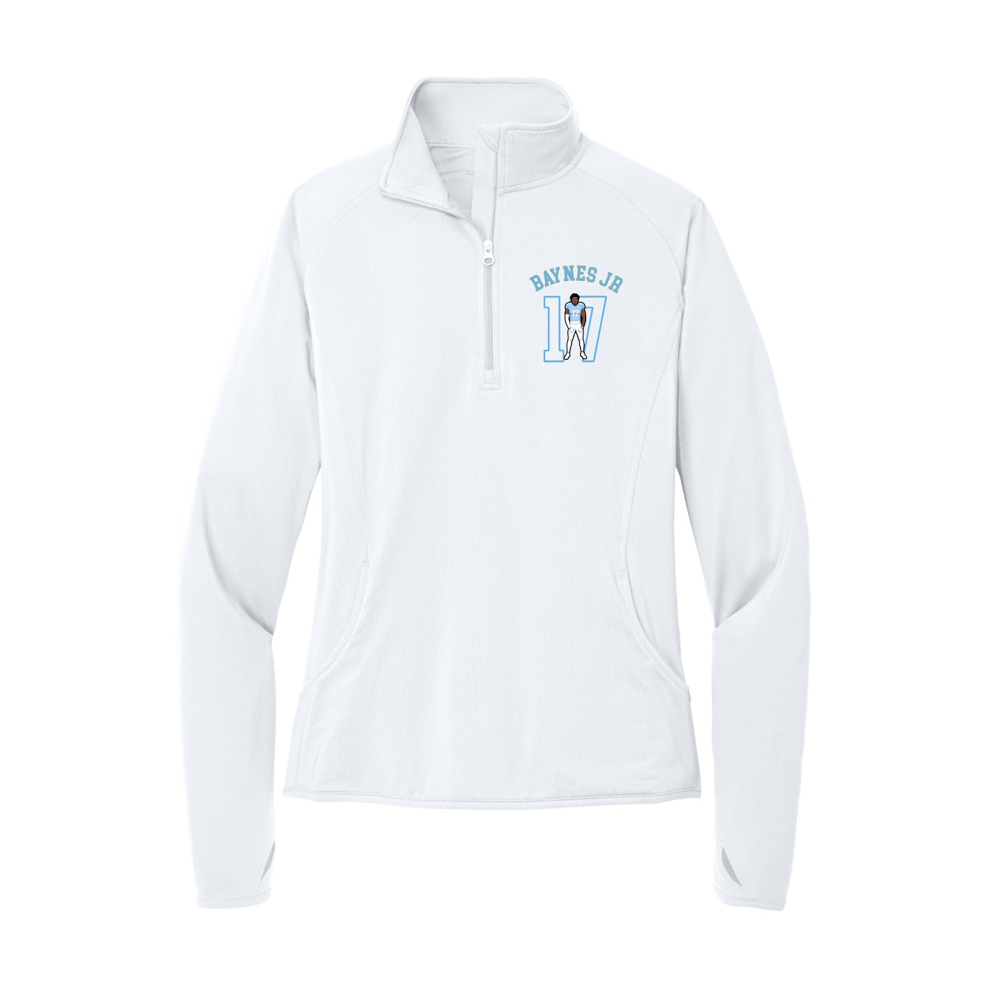 Women's Q-Zip Pullover — Shirsey Arch in White