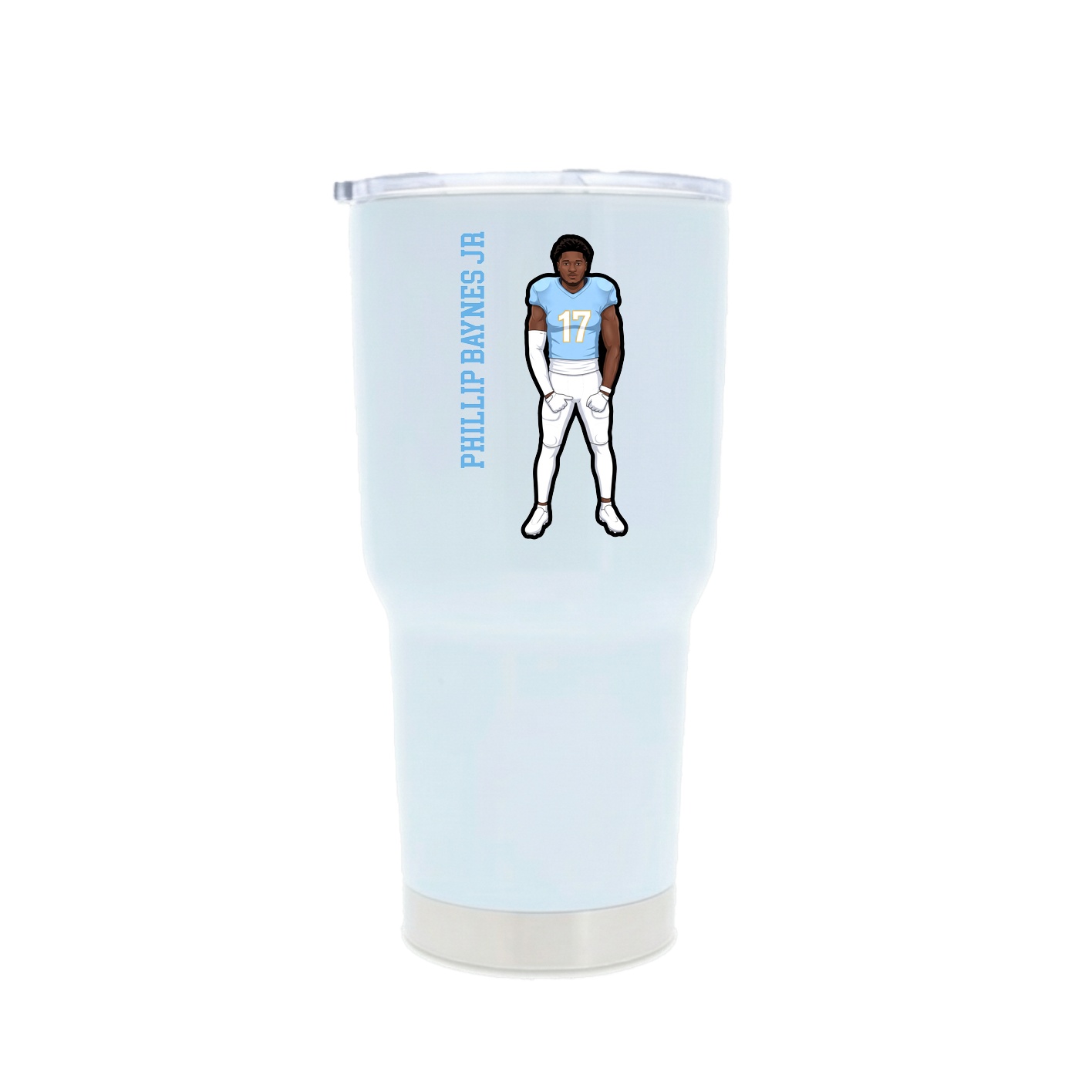 30oz Stainless Steel Tumbler — Name Vertical in White