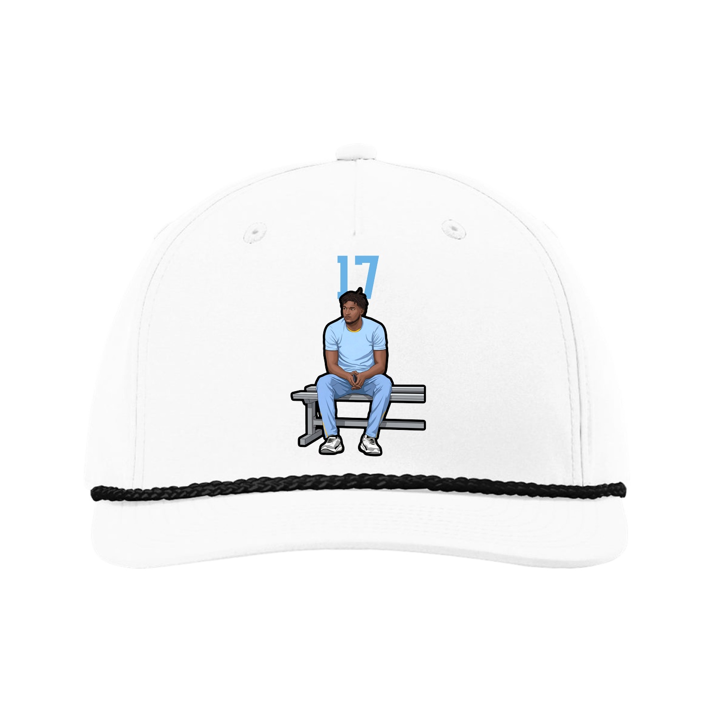 Five-Panel Classic Rope Cap — Number Top in White