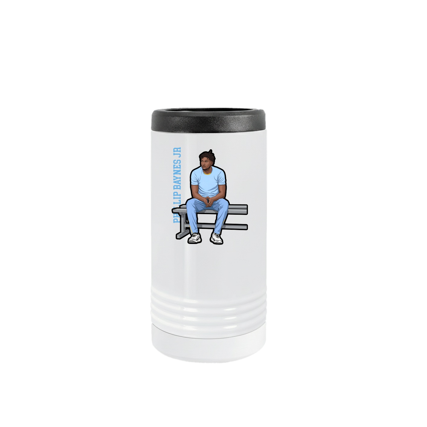 Slim Beverage Holder — Name Vertical in White