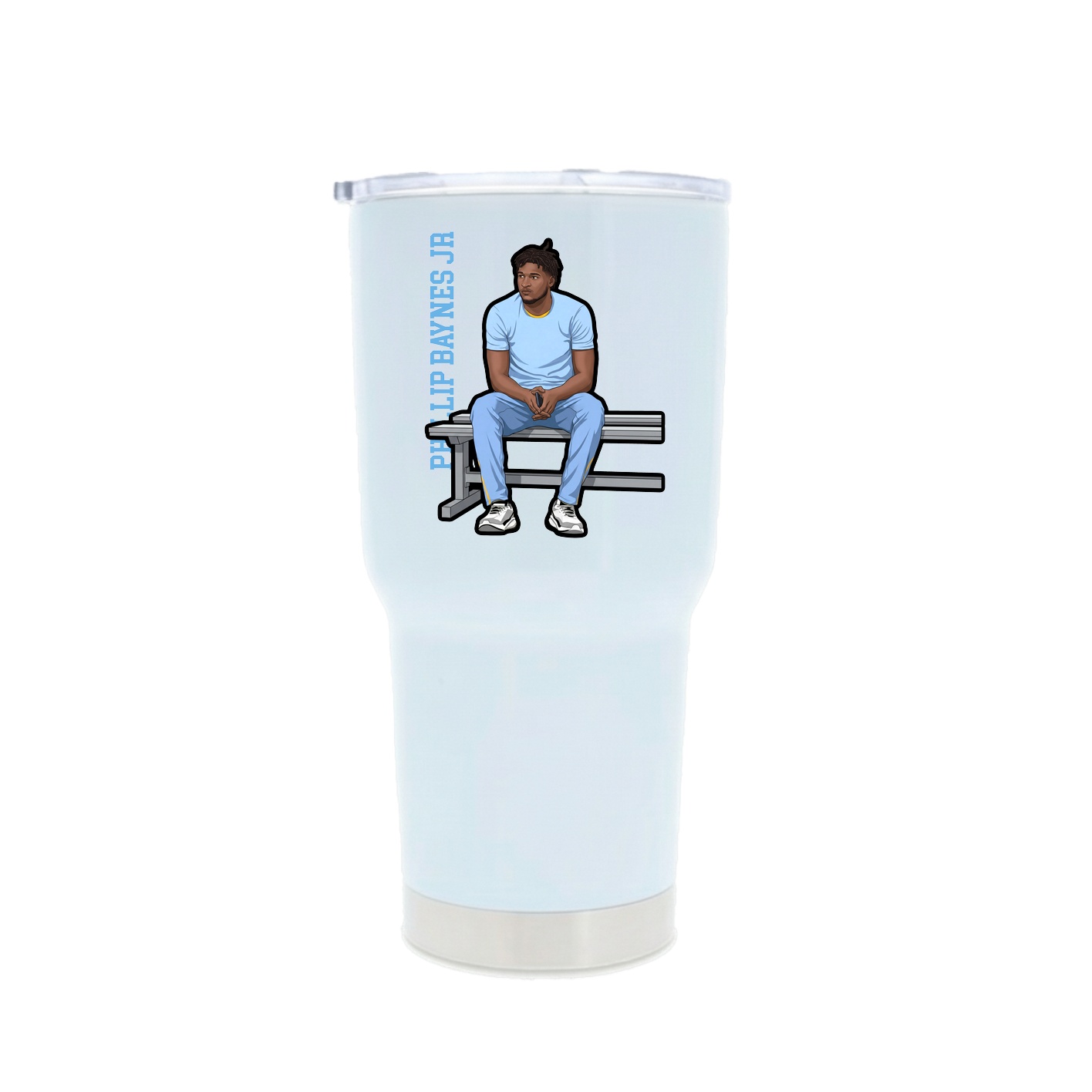 30oz Stainless Steel Tumbler — Name Vertical in White